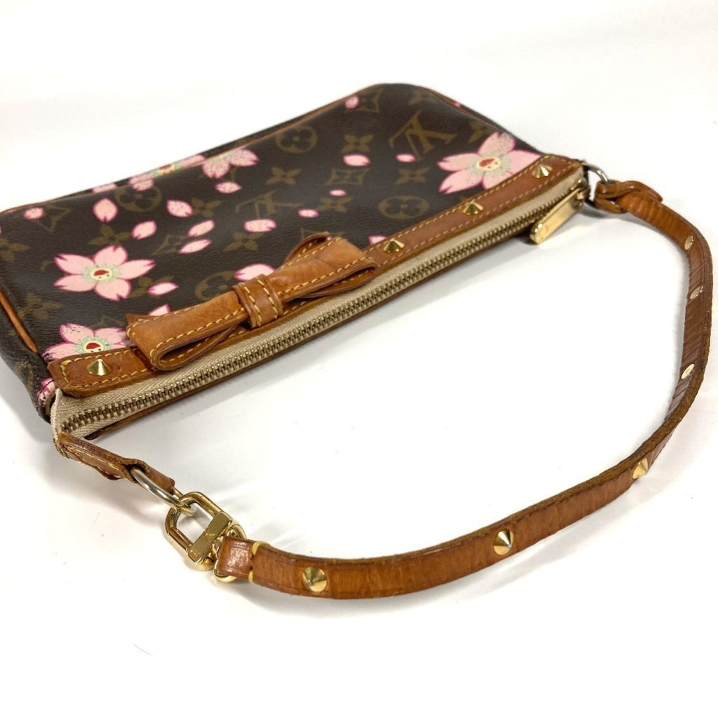 Louis Vuitton Brown Pink Monogram Cherry Blossom Handbag Pouch Shoulder Bag