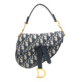 Christian Dior Navy Canvas Handbag Saddle Bag (Pre-Owned)