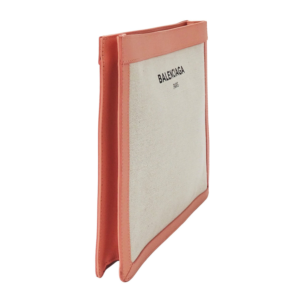 Balenciaga Pink White Canvas Clutch Bag Hand