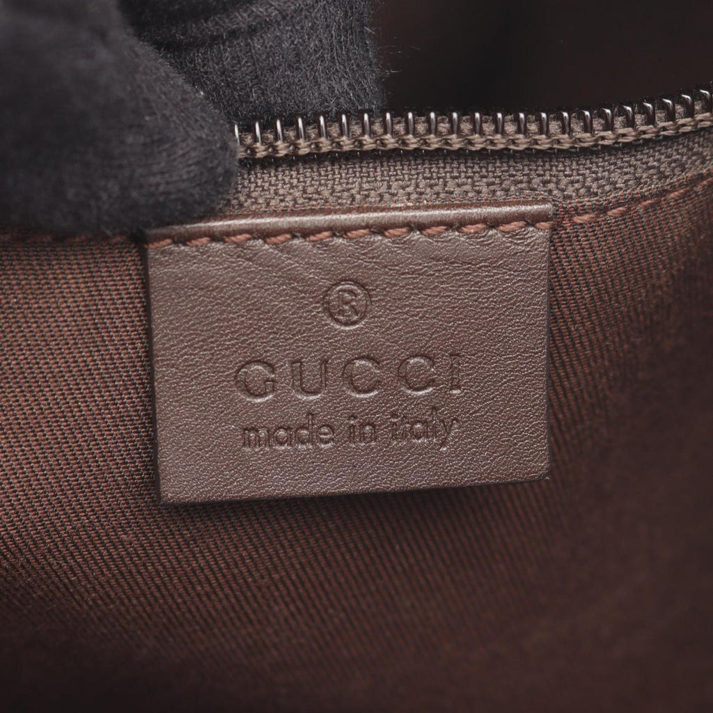 Gucci Beige Brown Gg Canvas Leather Shoulder Bag (Pre-Owned)