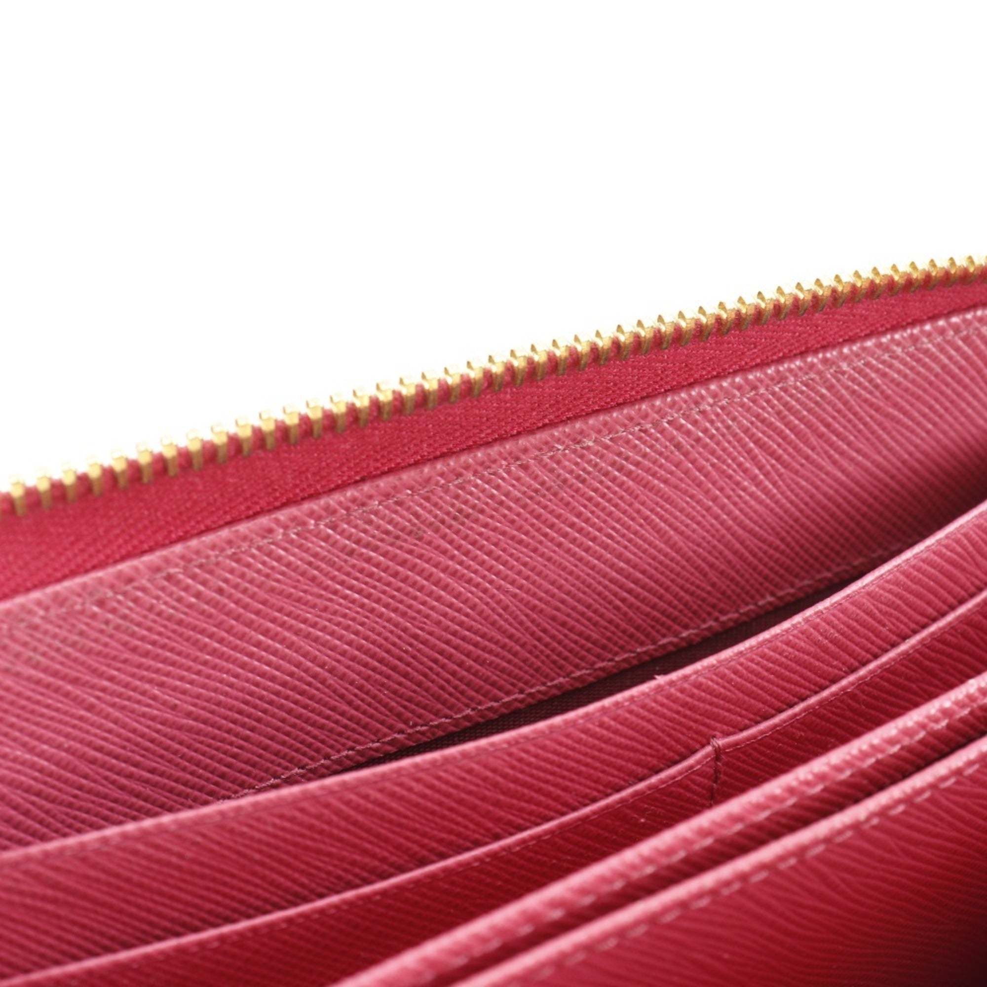 Prada Peonia Pink Saffiano Triangle Long Wallet (Bi-Fold)