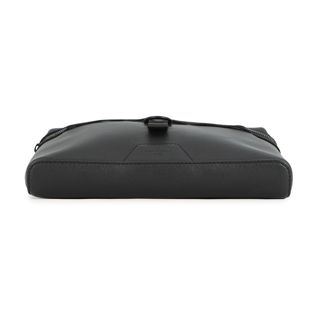Louis Vuitton Black Noir Leather Messenger Bag Shoulder Bag
