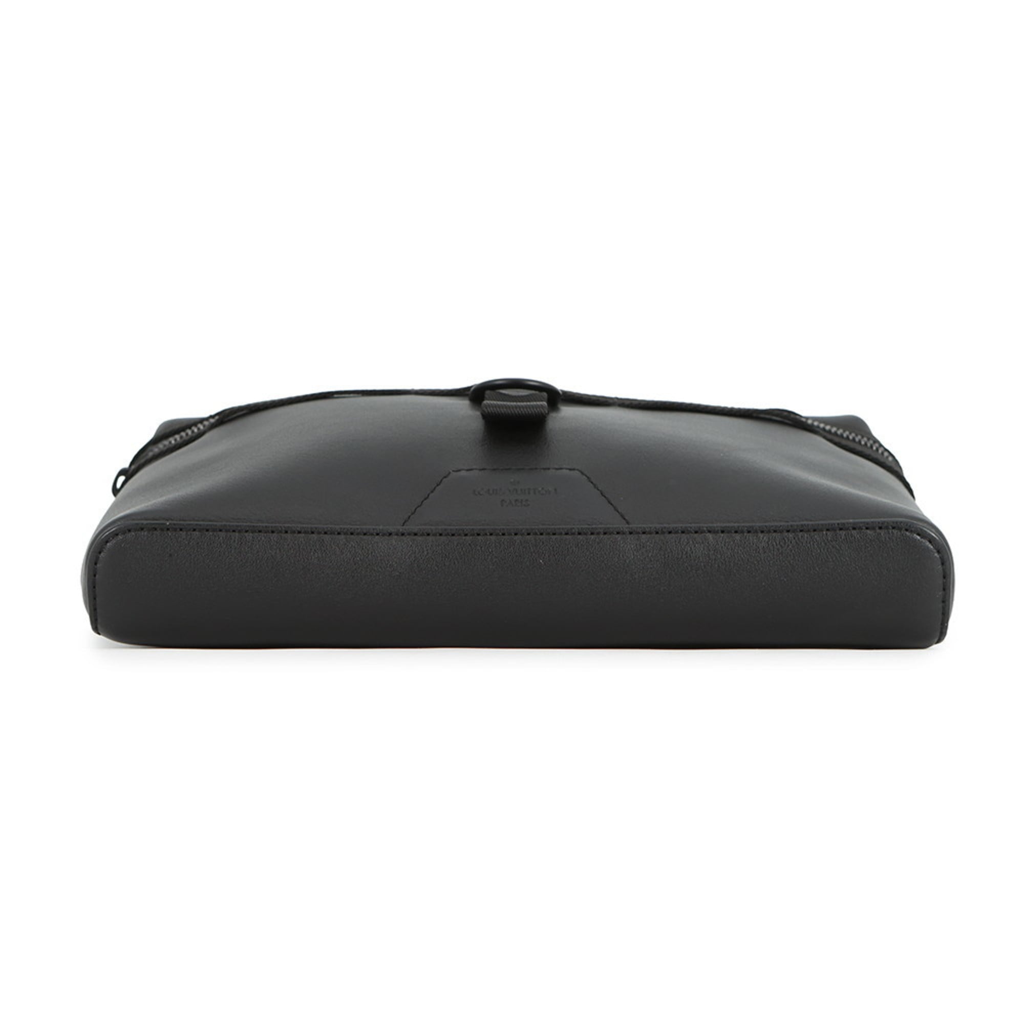 Louis Vuitton Black Noir Leather Messenger Bag Shoulder Bag