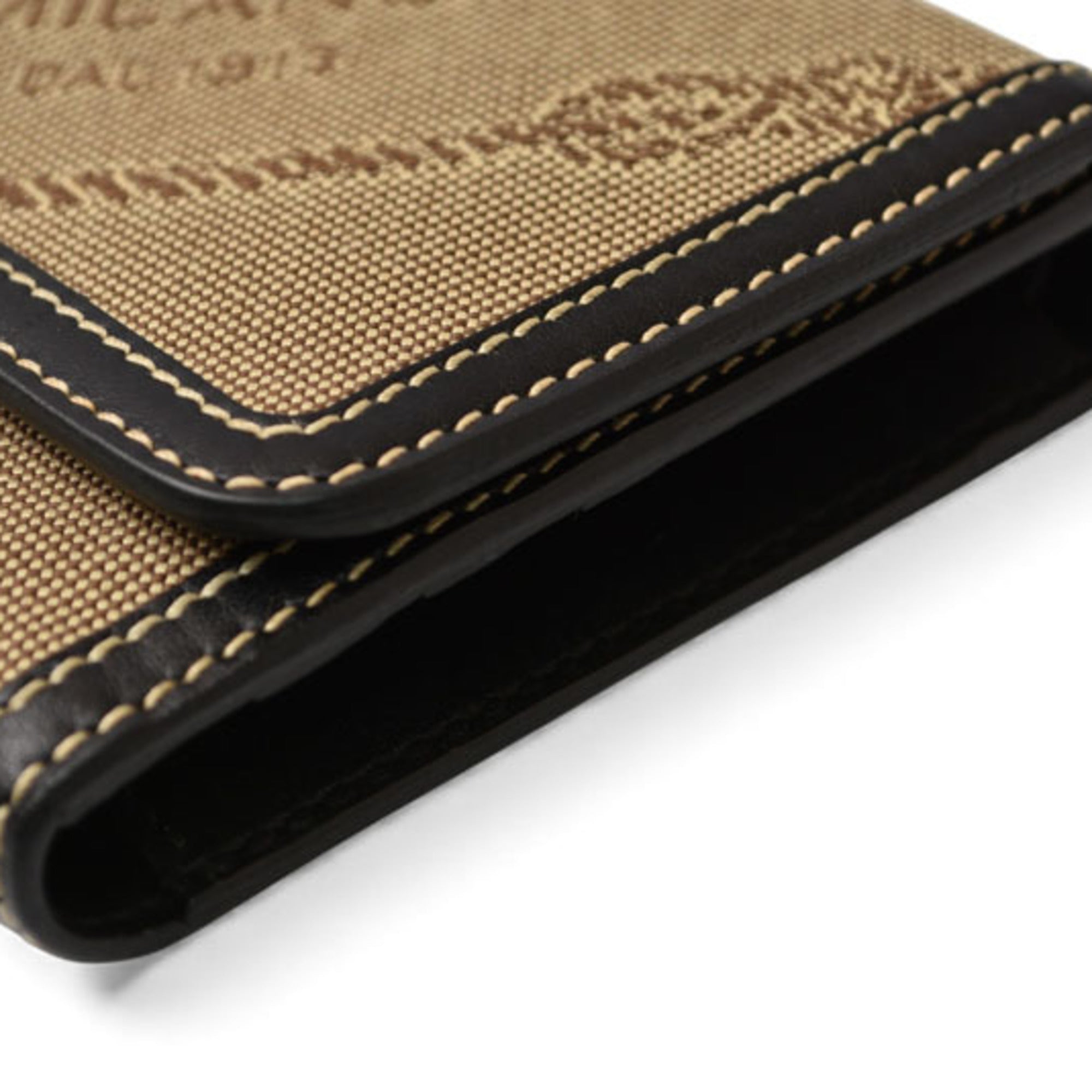 Prada Beige Black Canvas Wallet (Tri-Fold)