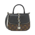 Louis Vuitton Black Brown Coated Canvas Leather Handbag