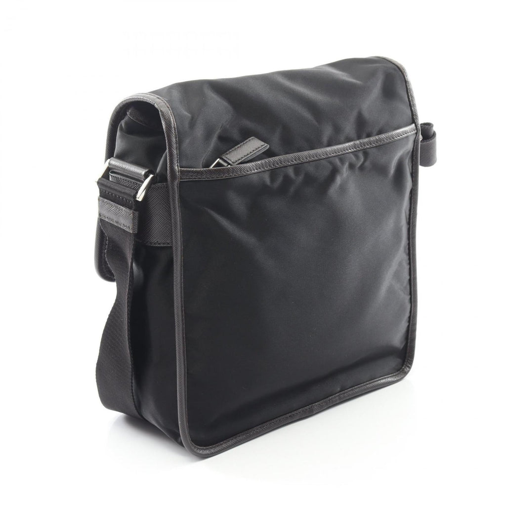 Prada Black Brown Nylon Leather Shoulder Bag