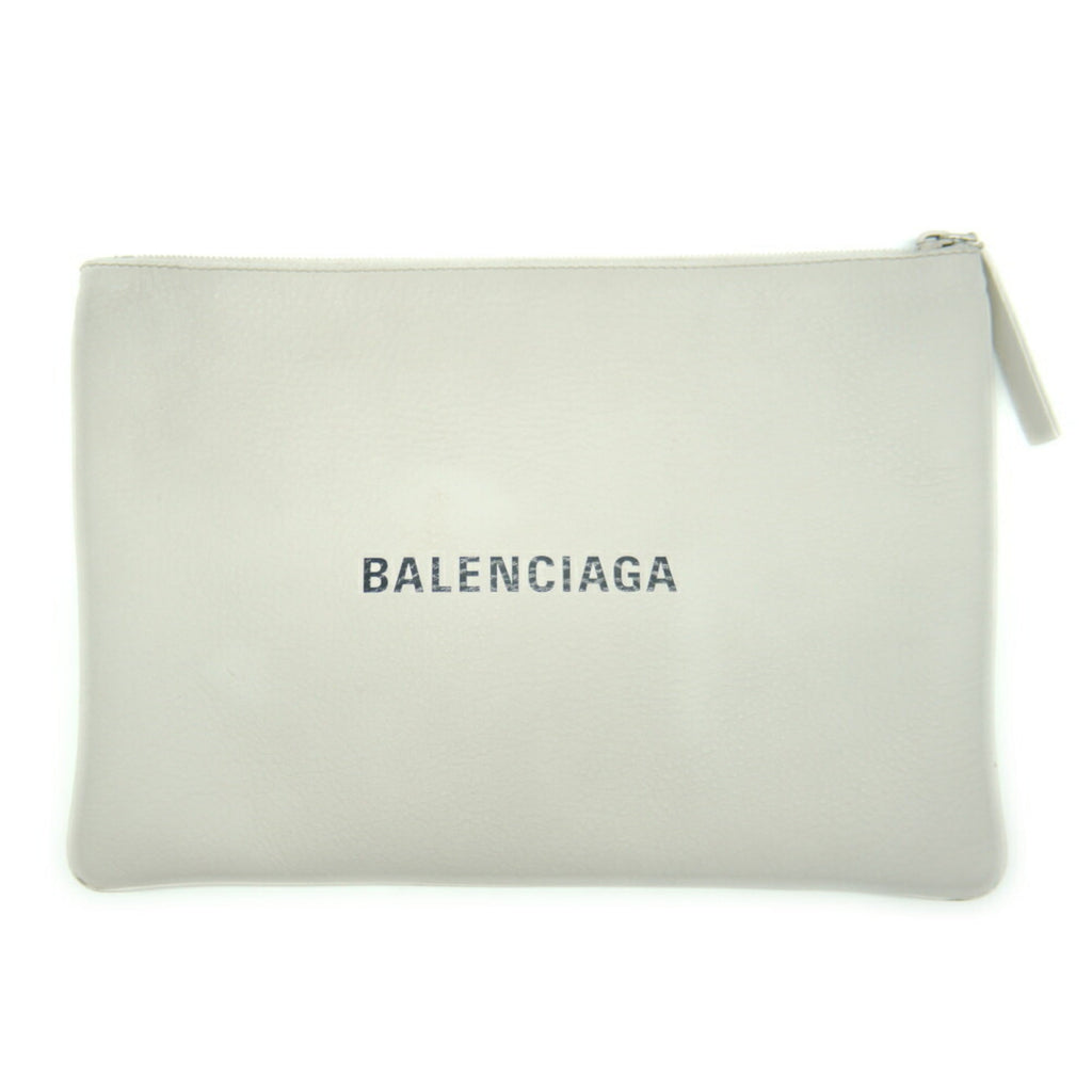 Balenciaga White Leather Clutch
