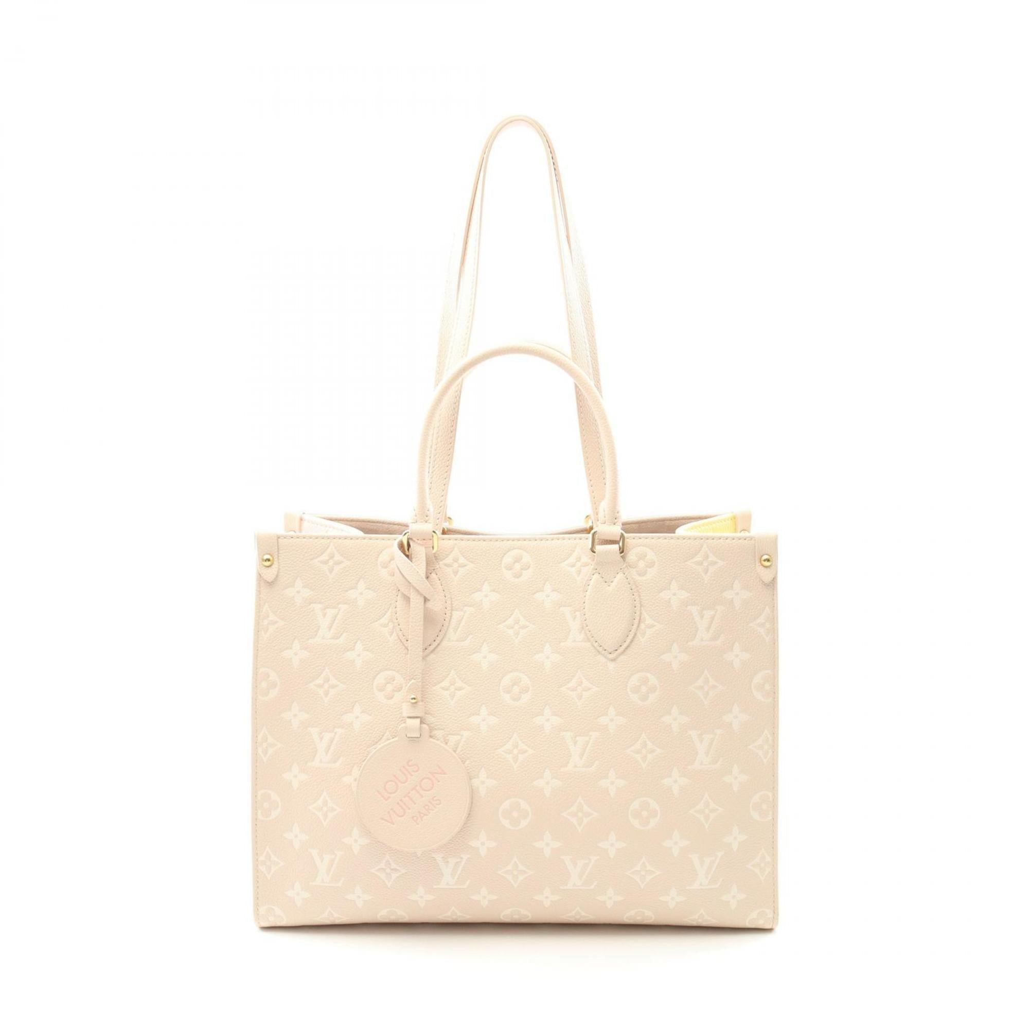 Louis Vuitton Beige Pink Rose Yellow Leather Handbag