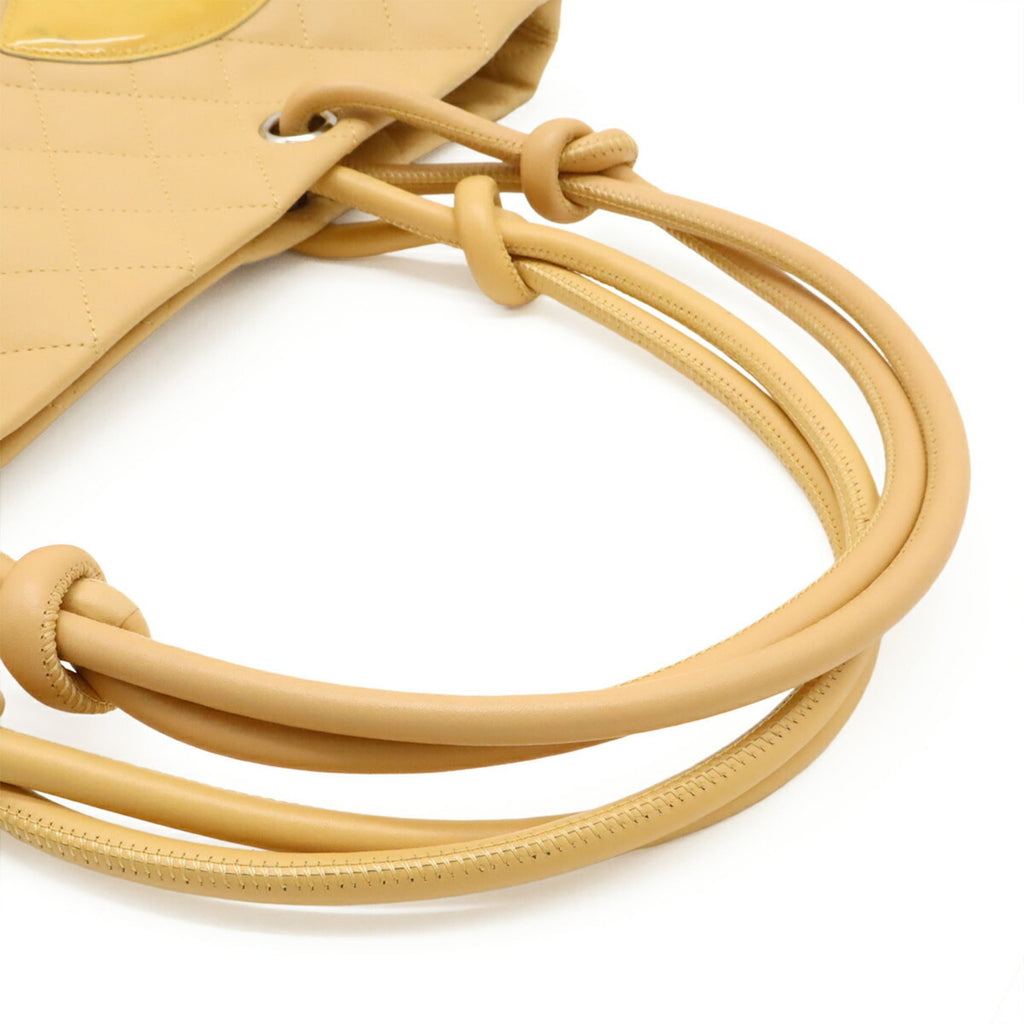 Chanel Beige Yellow Leather Shoulder Bag Tote Bag