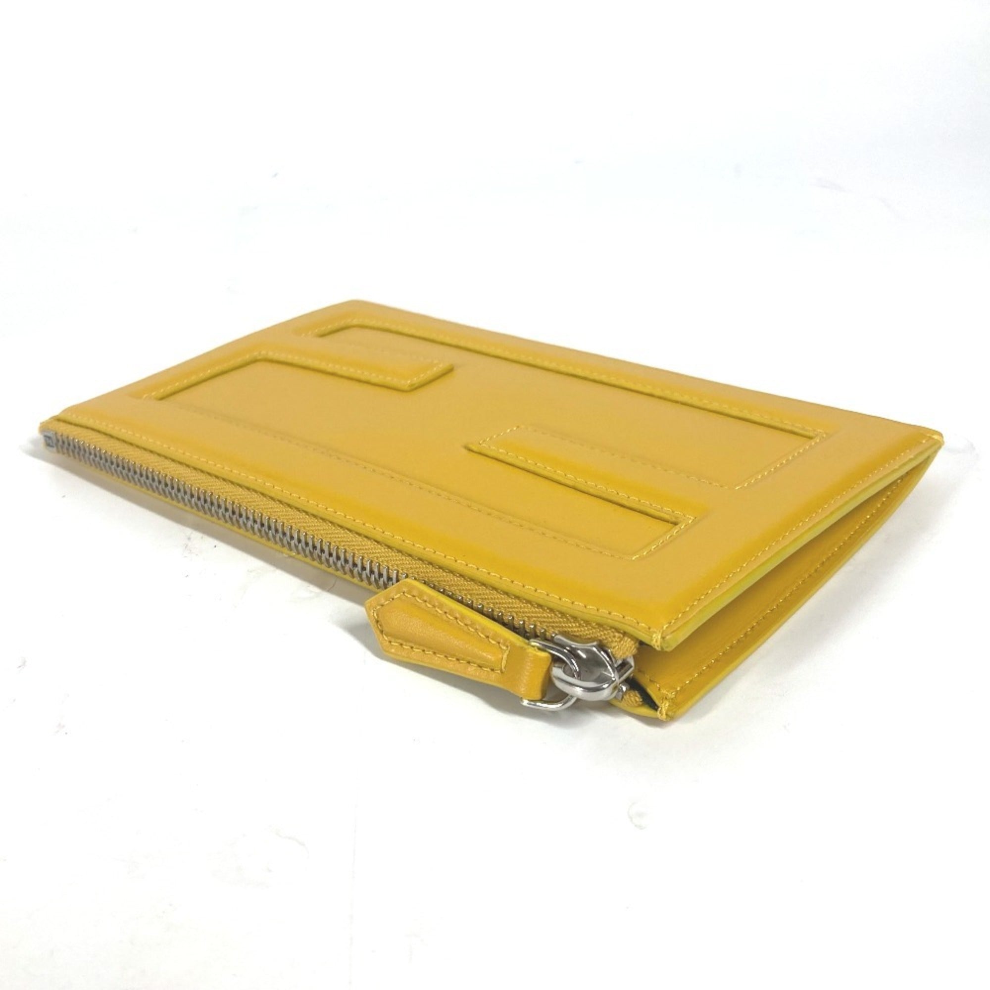 Fendi Yellow Leather Clutch Bag Pouch