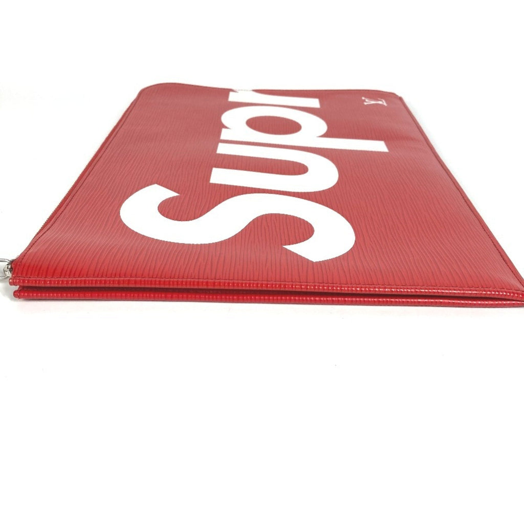 Louis Vuitton Red Color White Epi Leather Clutch Bag Pochette
