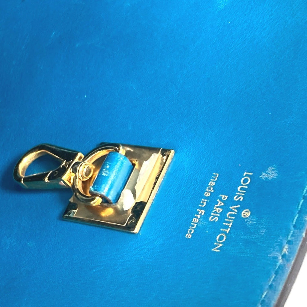Louis Vuitton Blue Leather Handbag Shoulder Bag Tote Bag