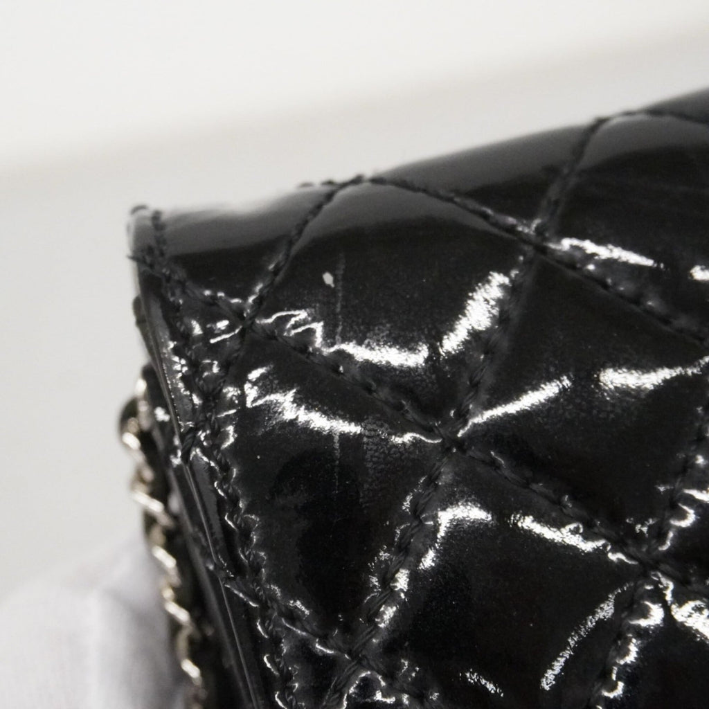 Chanel Black Patent Leather Chain/Shoulder Wallet