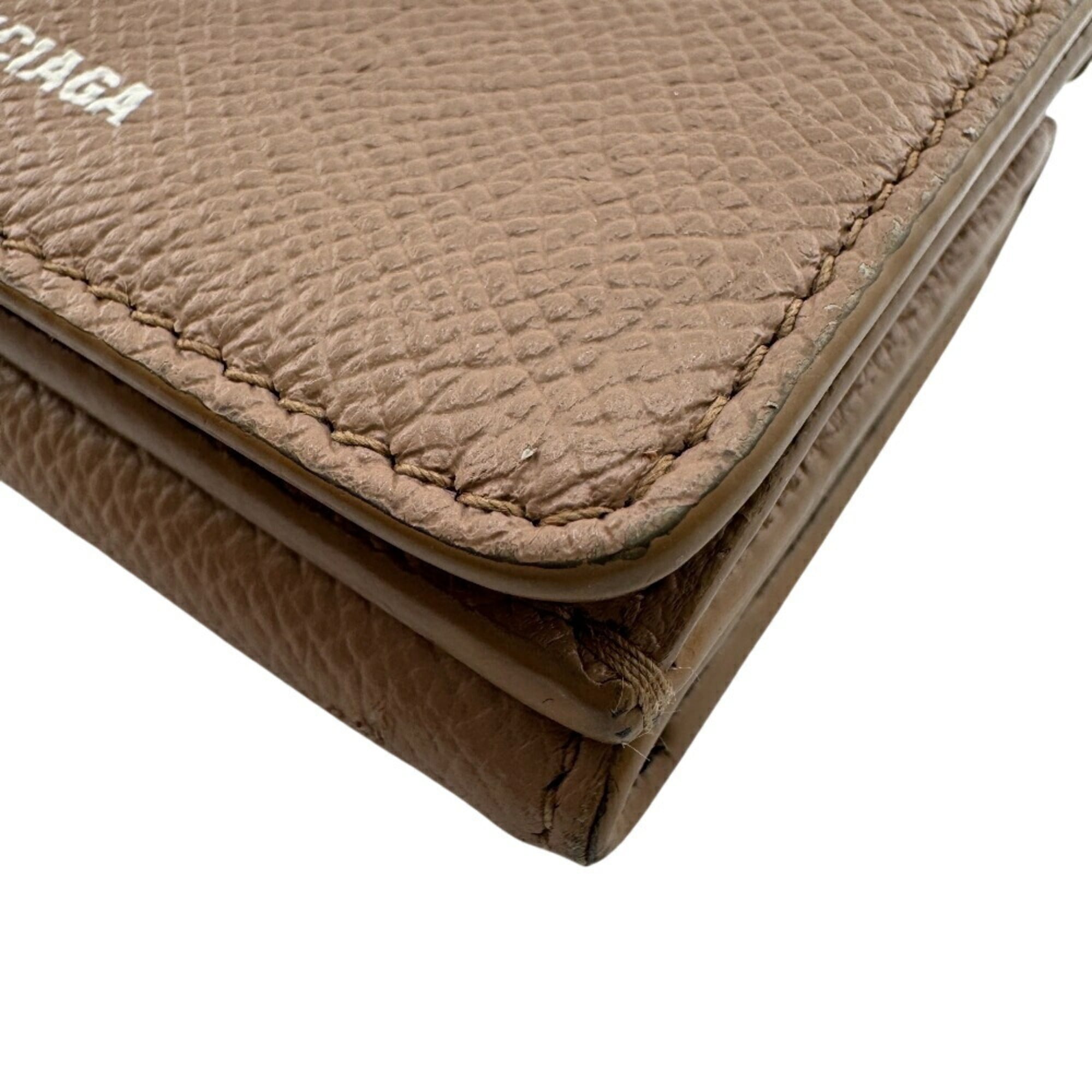 Balenciaga Beige Leather Wallet (Tri-Fold)