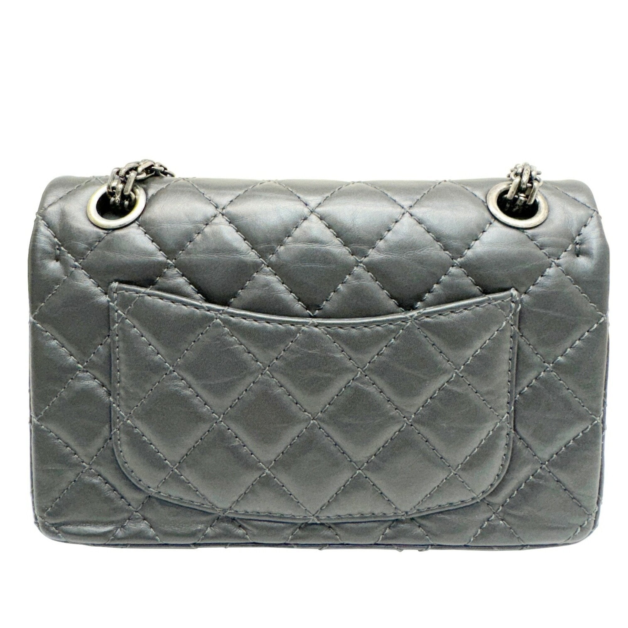 Chanel Dark Gray Leather Shoulder Bag