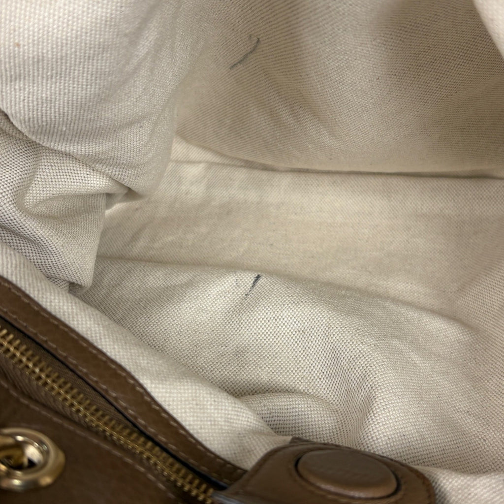 Gucci Bamboo Brown Leather Handbag Shoulder Bag (Pre-Owned)