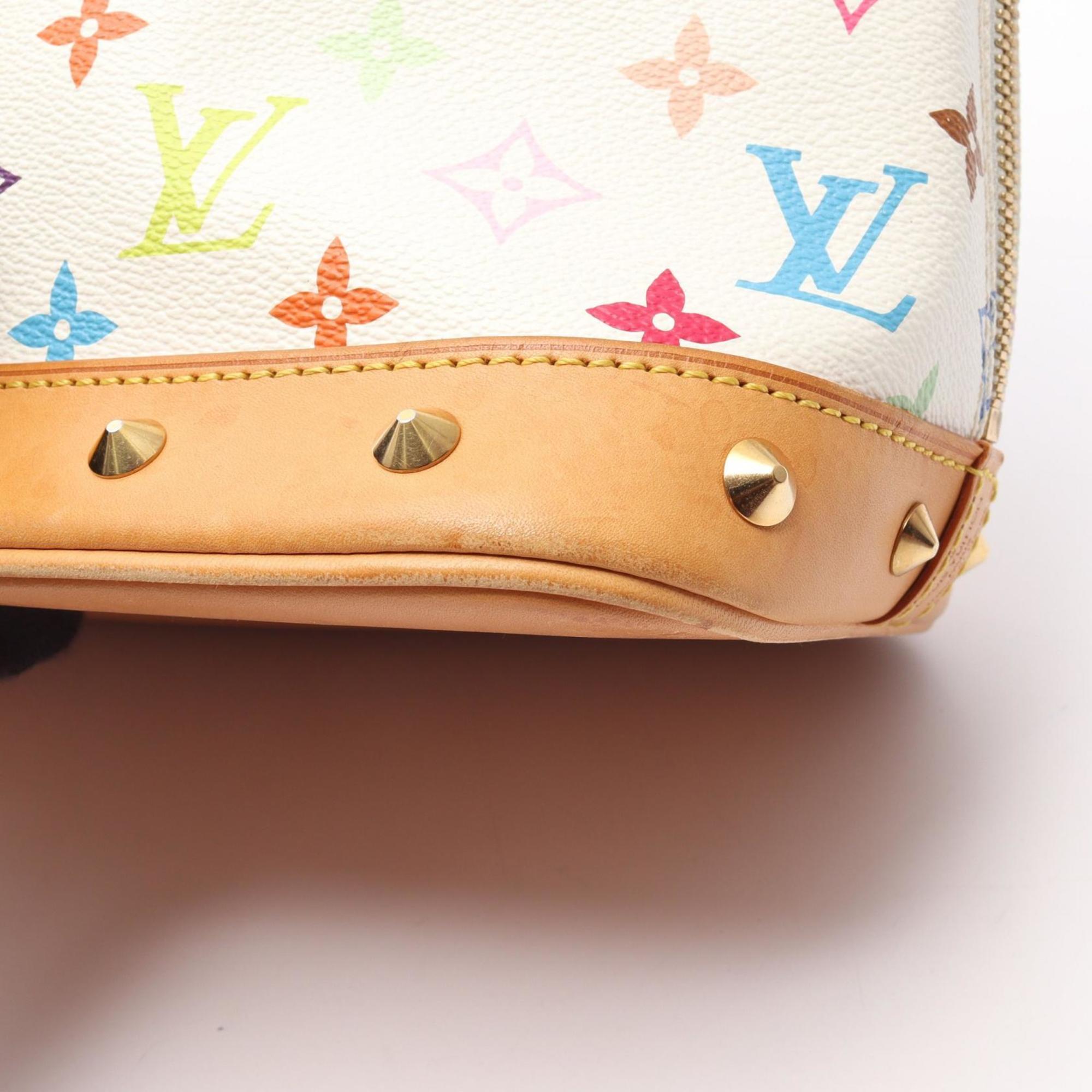 Louis Vuitton Blanc White Coated Canvas Leather Handbag