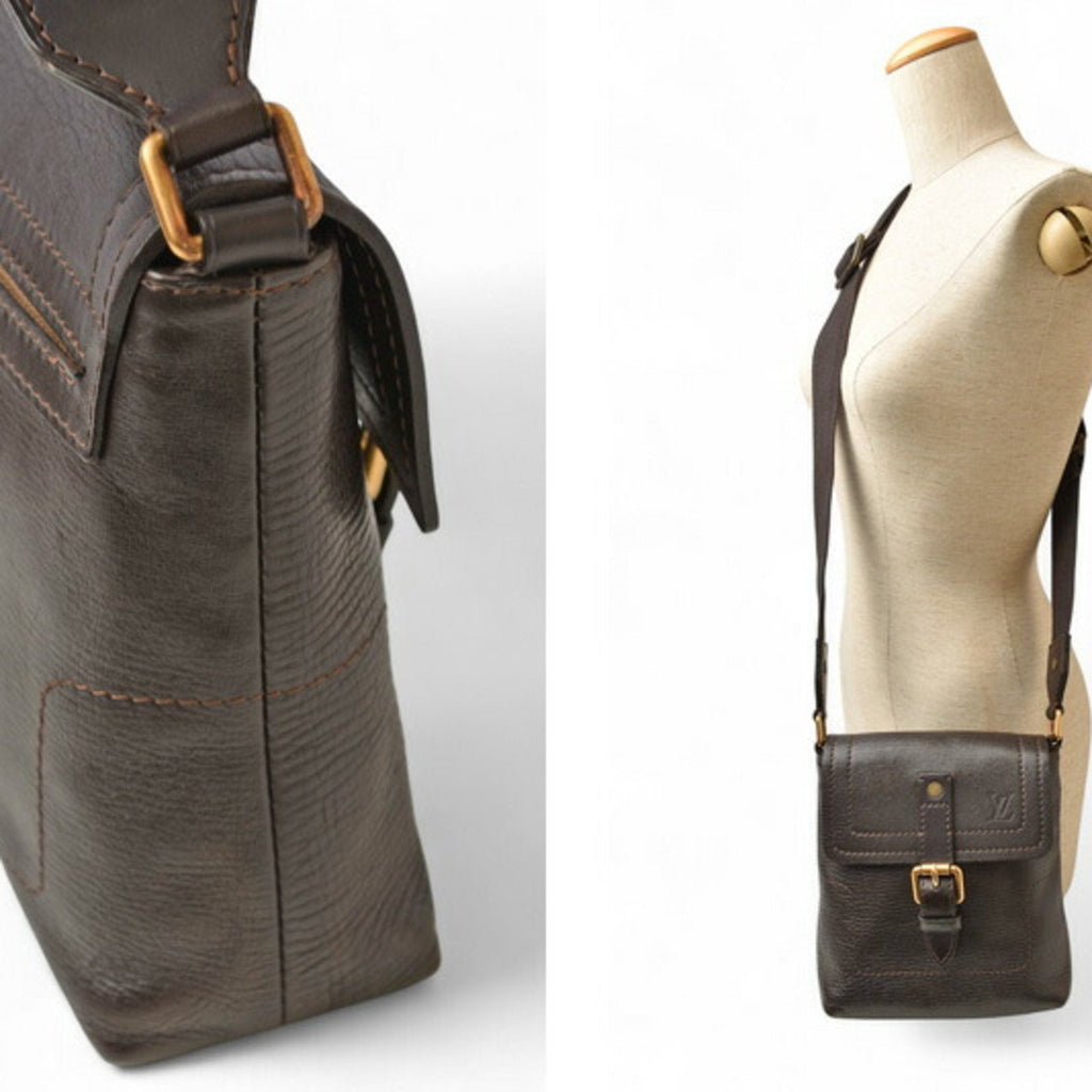 Louis Vuitton Coffee Utah Leather Shoulder Bag