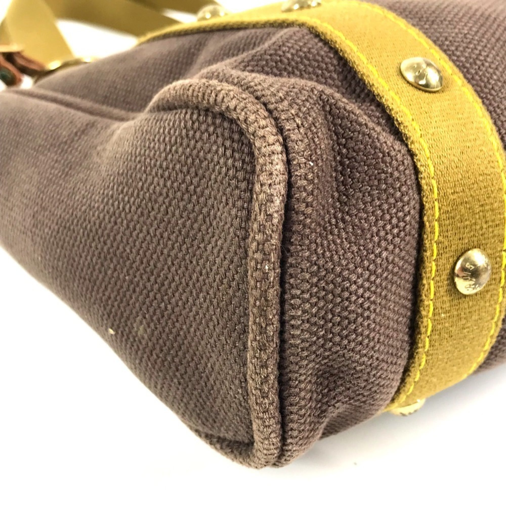 Louis Vuitton Brown Canvas Leather Shoulder Bag Tote Bag