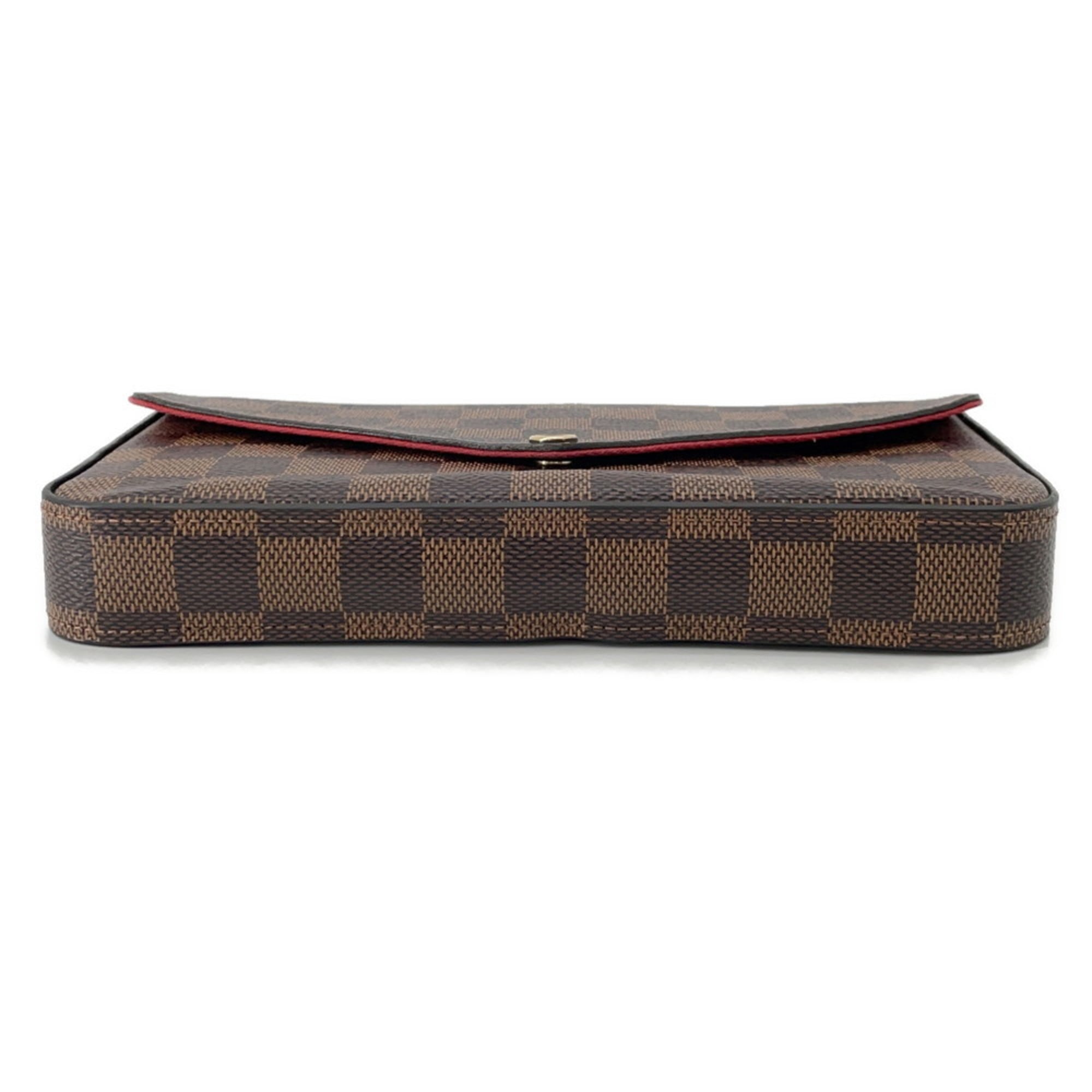 Louis Vuitton Damier Damier Canvas Ebene Red Color Pochette