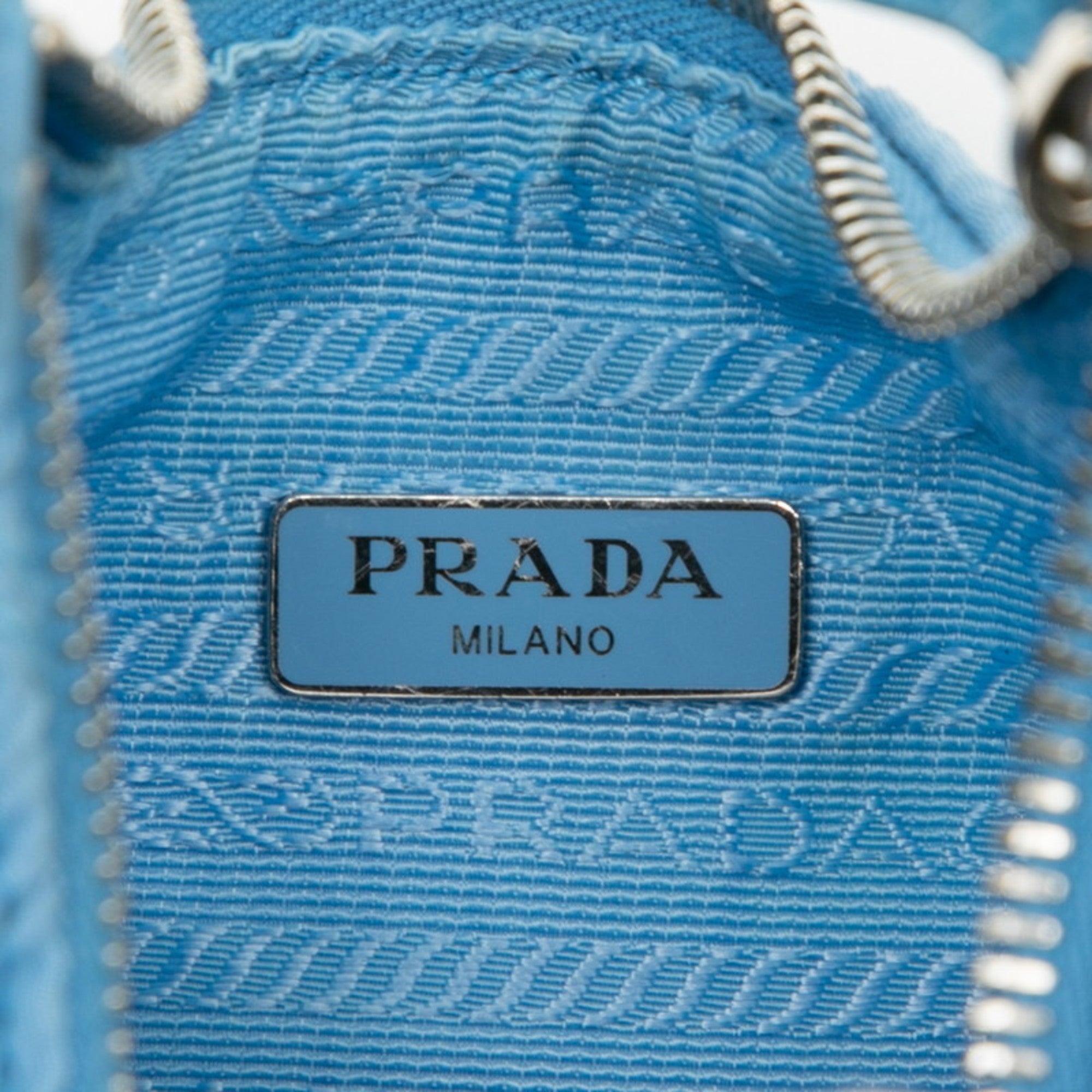 Prada Light Blue Nylon Leather Handbag Shoulder Bag