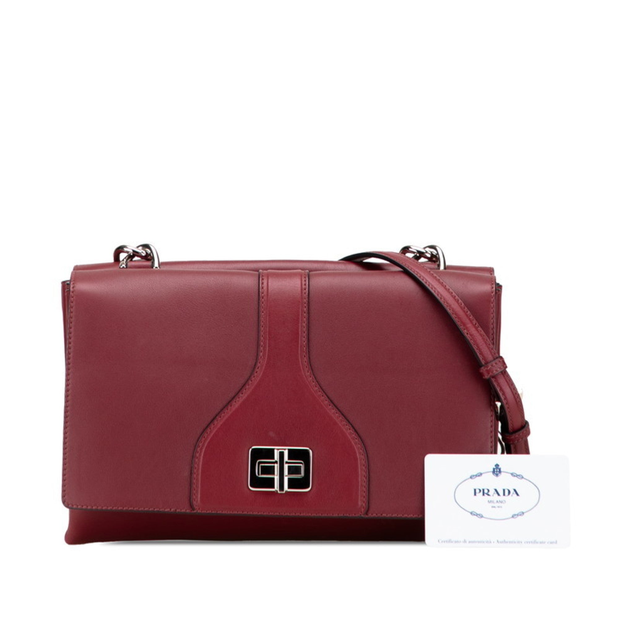 Prada Red Color Leather Shoulder Bag