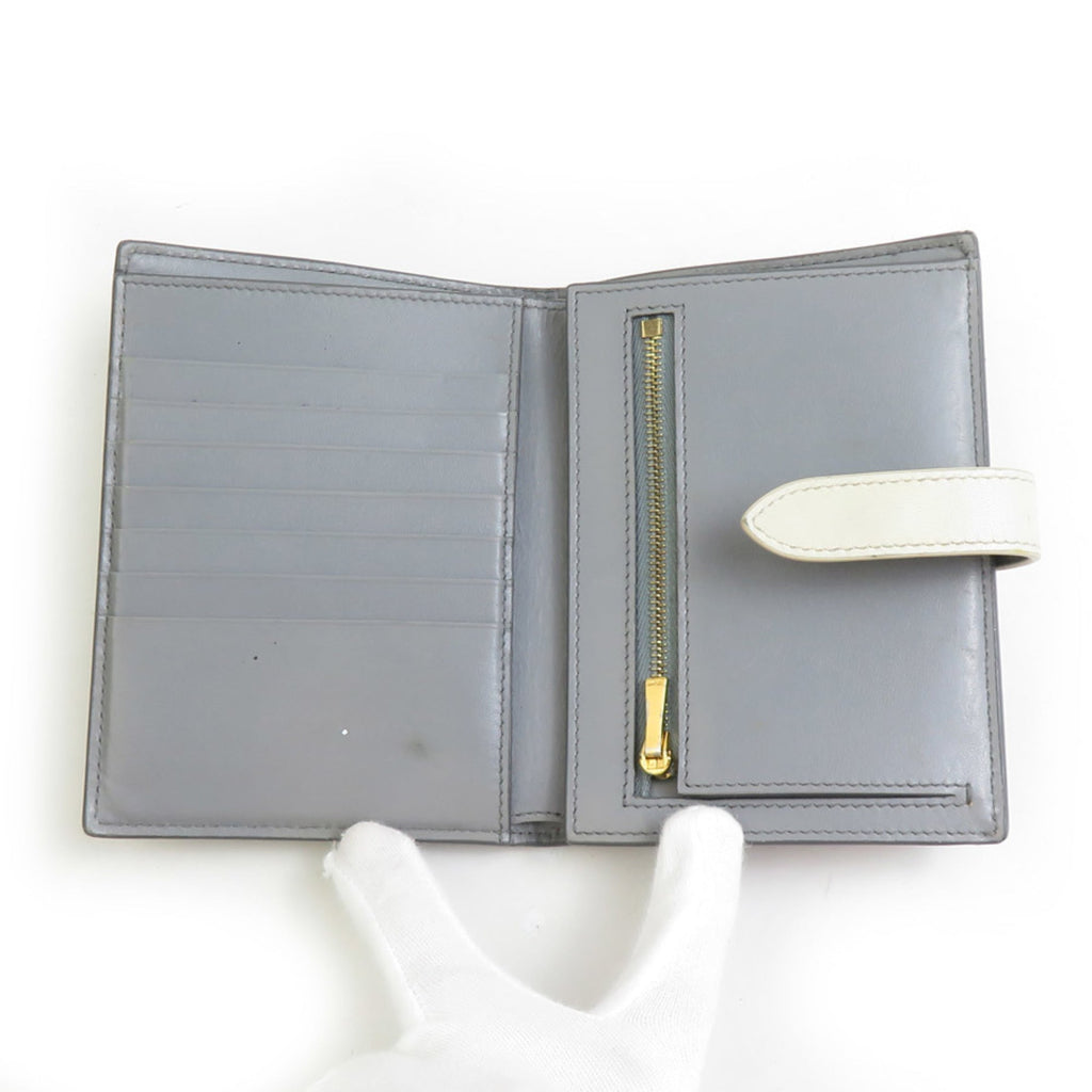 Celine Gray Ivory Leather Wallet (Bi-Fold)