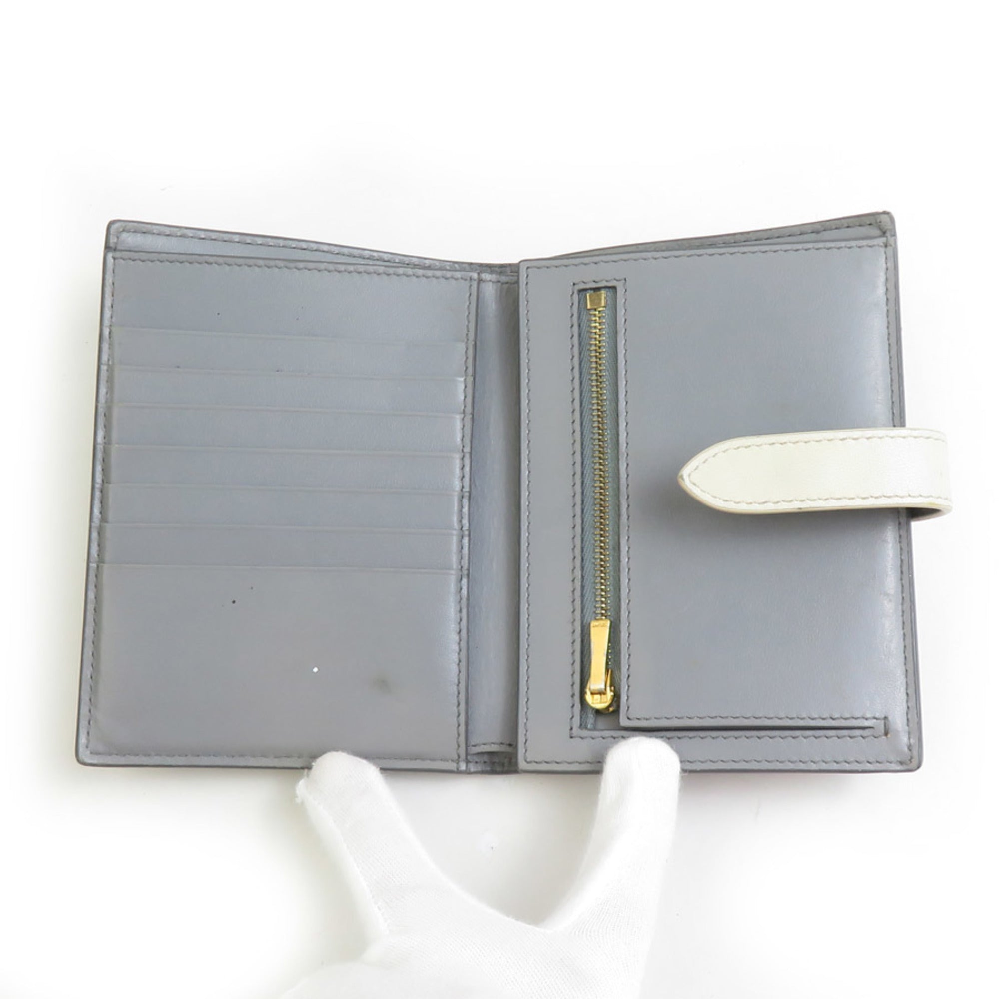Celine Gray Ivory Leather Wallet (Bi-Fold)