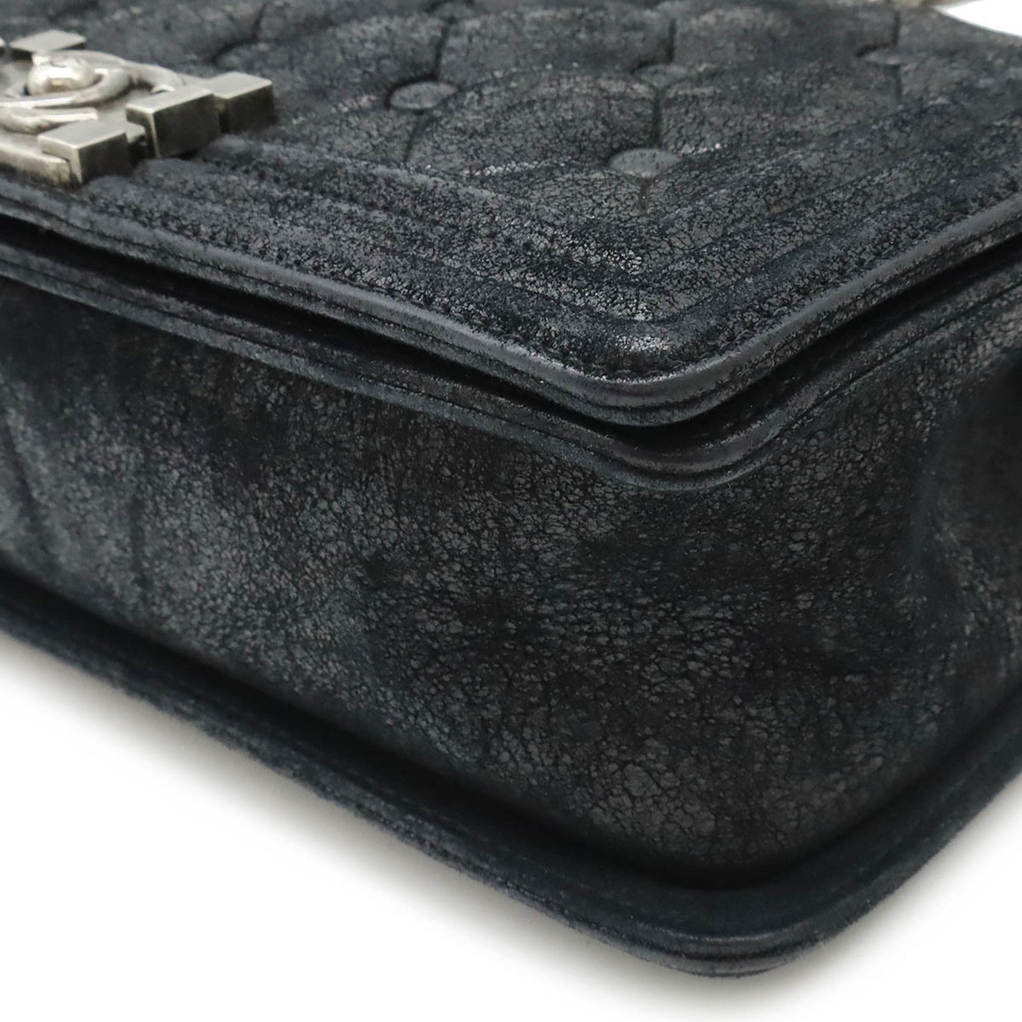 Chanel Black Suede Leather Shoulder Bag