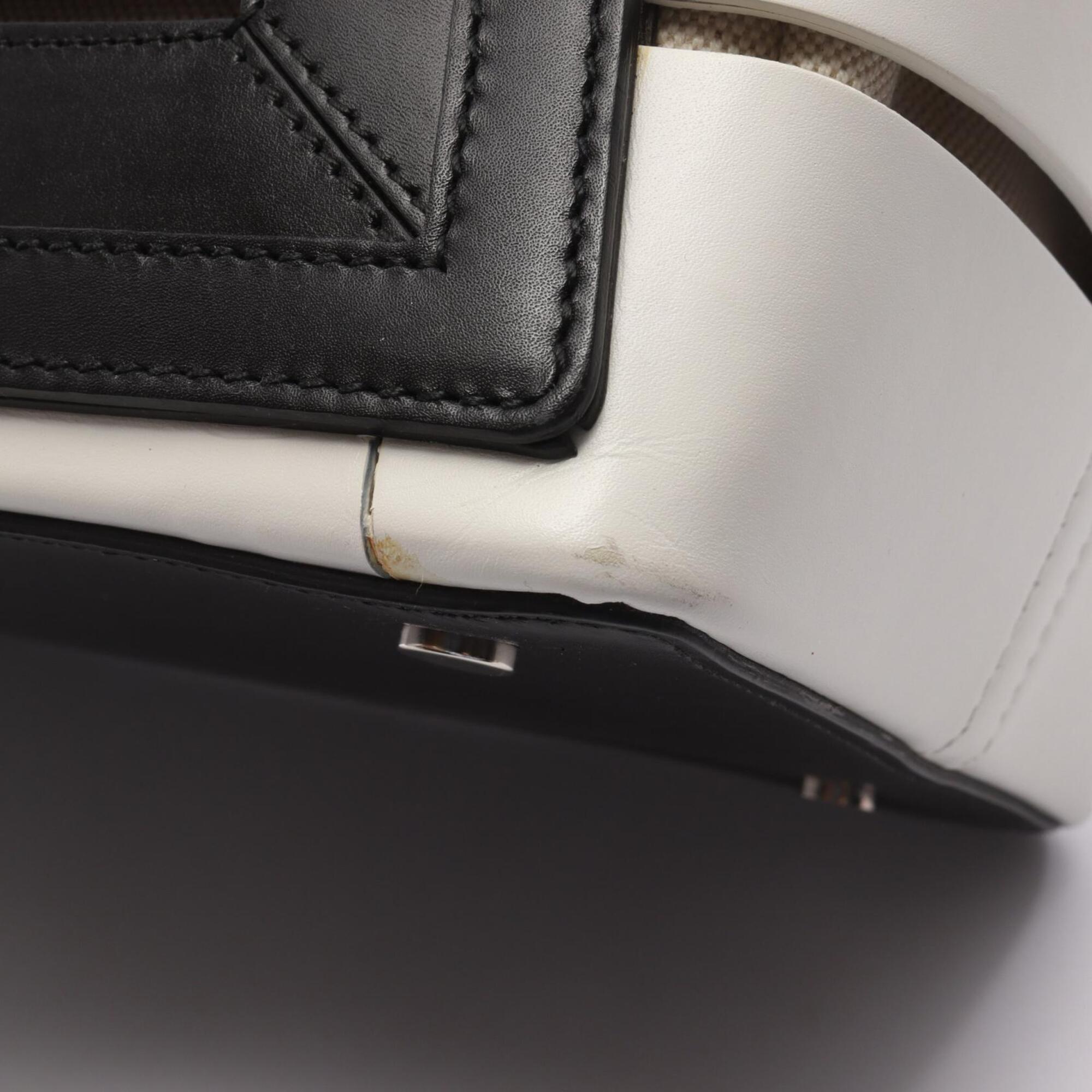 Balenciaga Black White Leather Canvas Handbag Tote