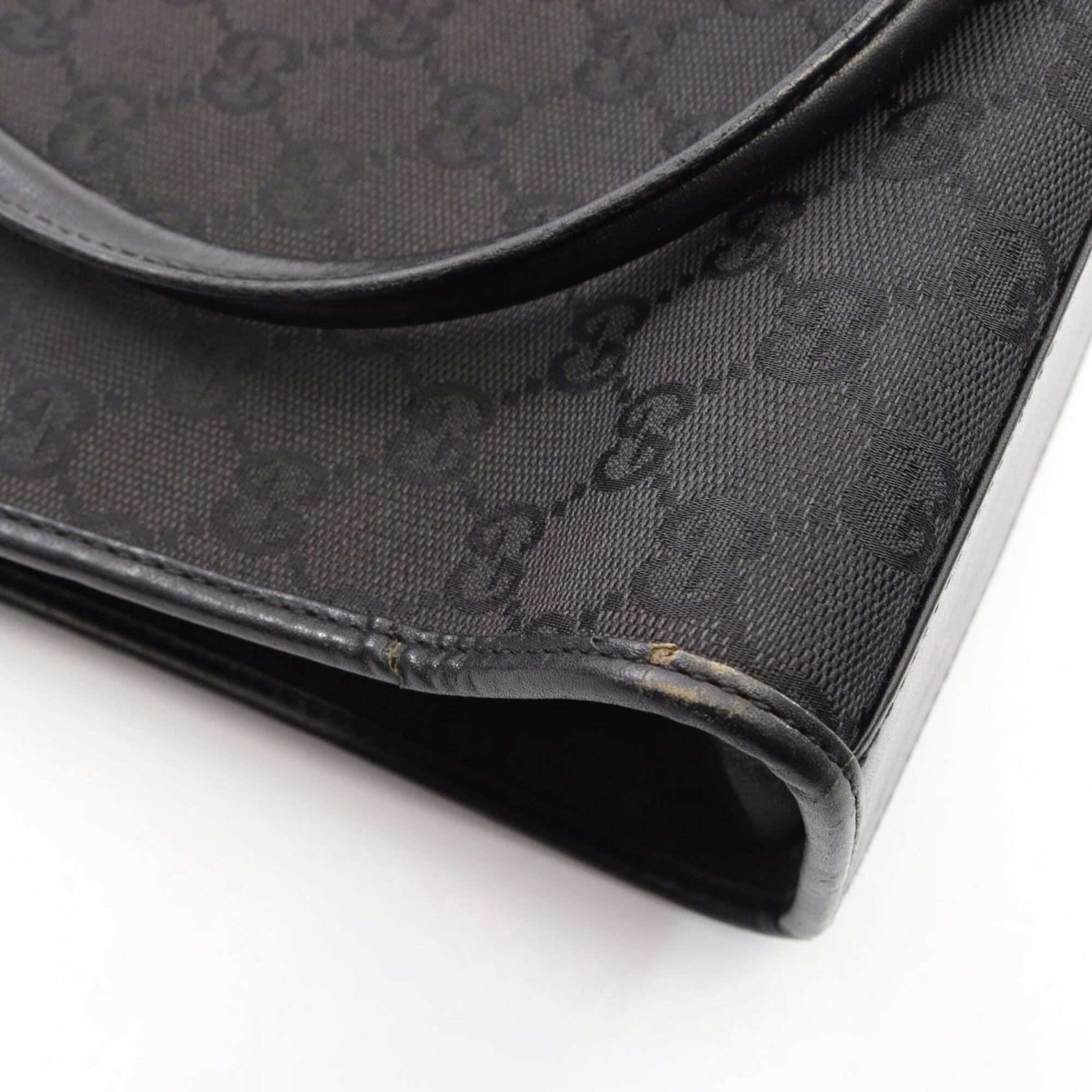 Gucci Black Canvas Leather Handbag Tote Bag (Pre-Owned)