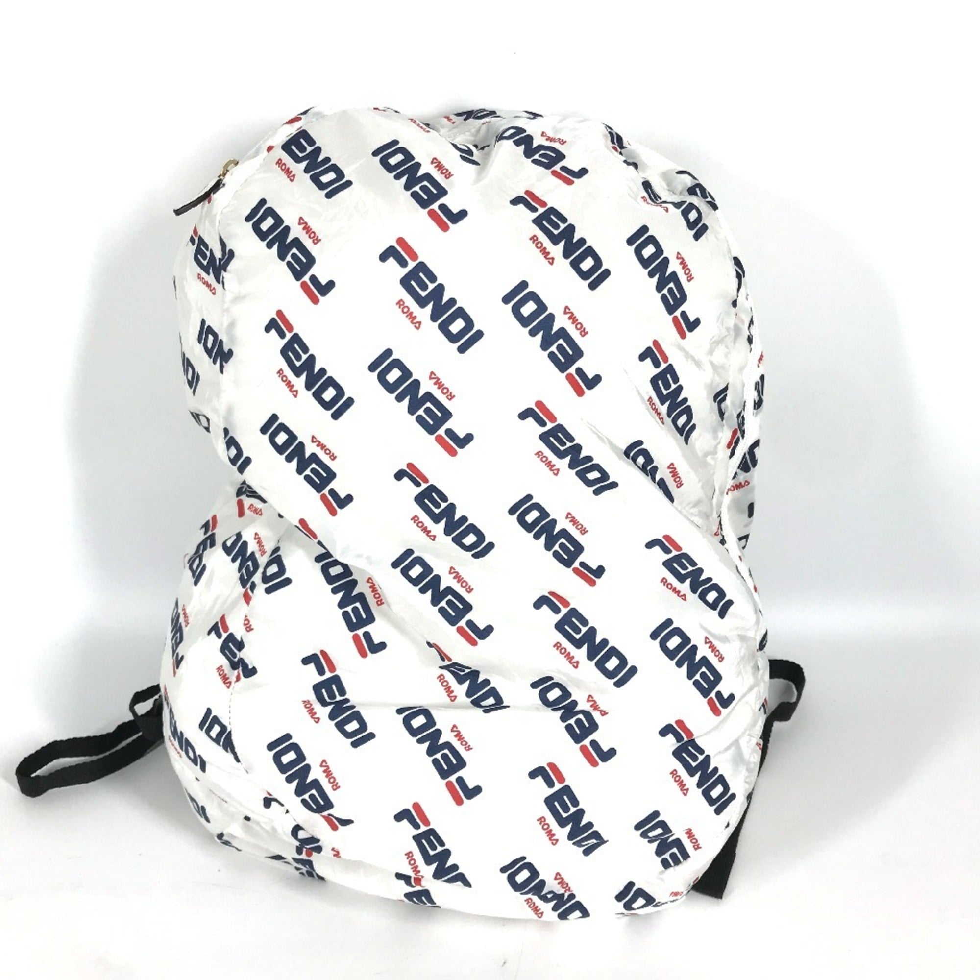 Fendi Navy Red Color White Nylon Backpack