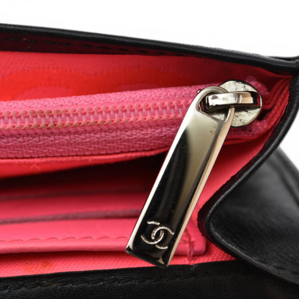 Chanel Black Pink Leather Wallet (Bi-Fold)