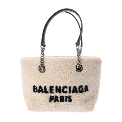 Balenciaga Black White Leather Tote