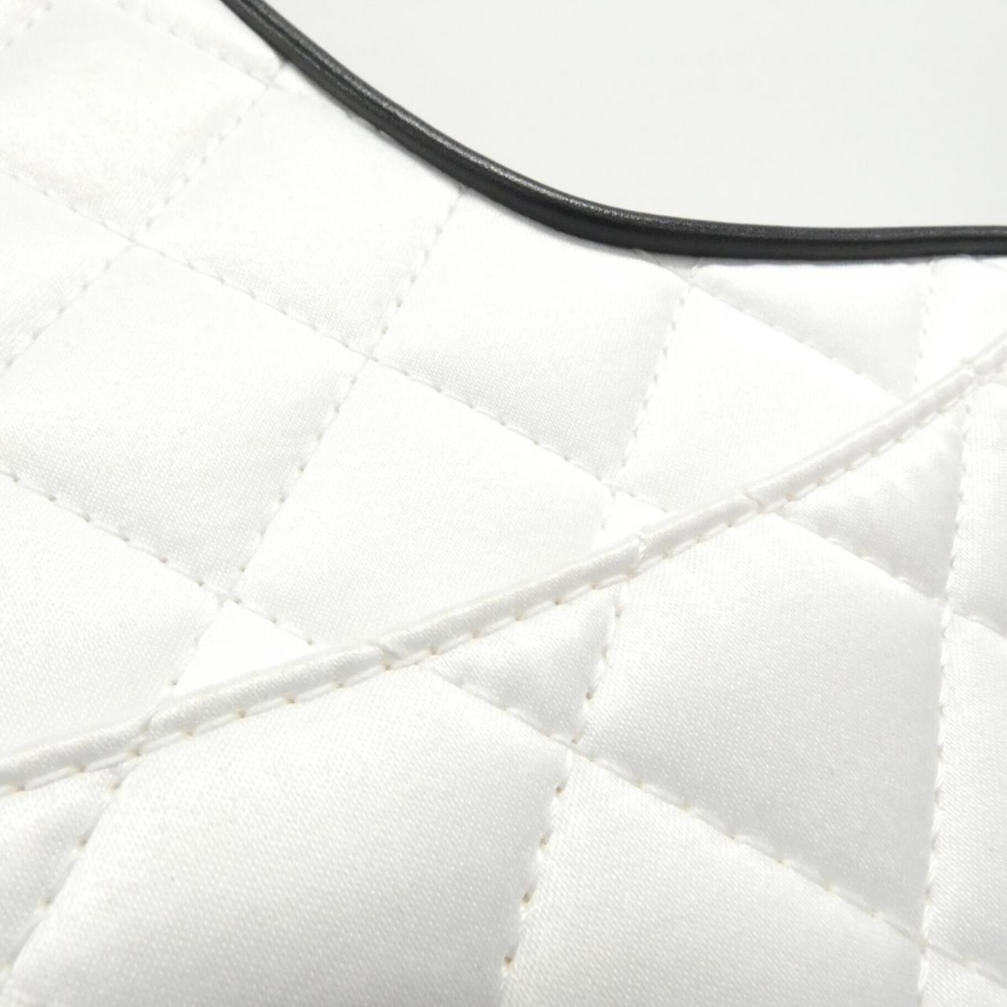Chanel Black White Satin Shoulder Bag