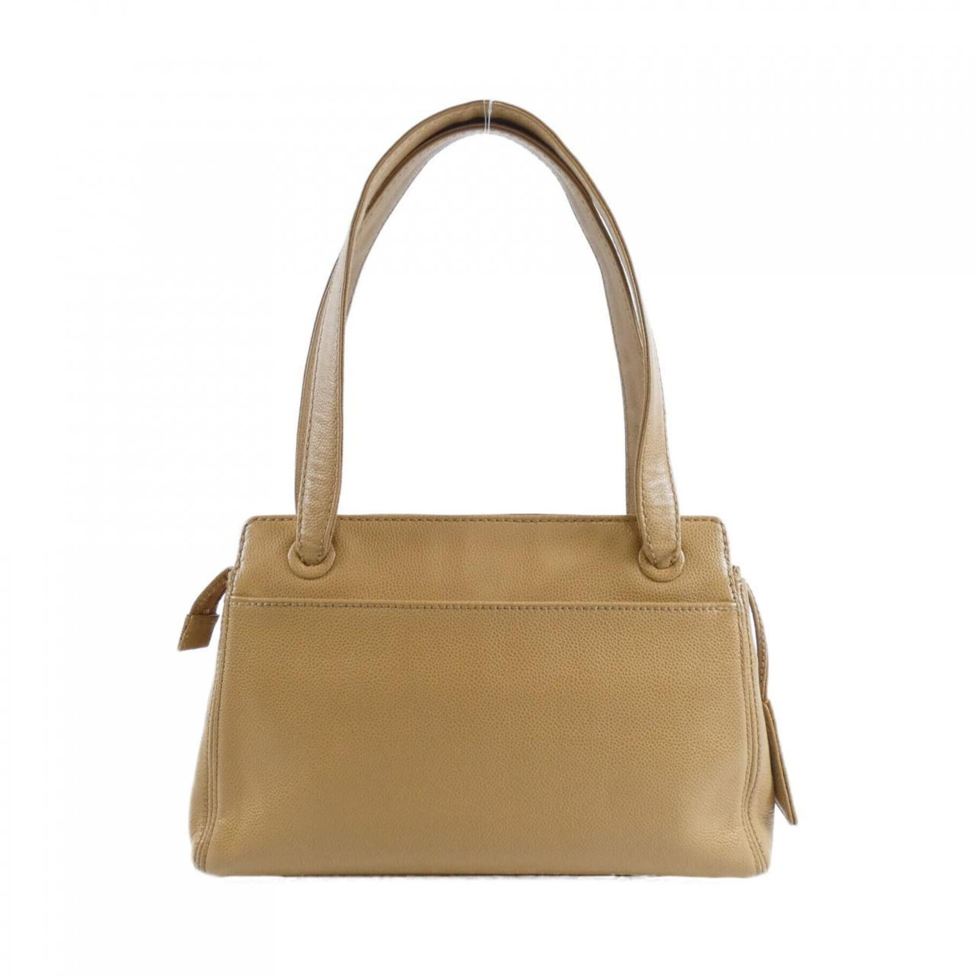 Chanel Beige Grained Calfskin Shoulder Bag