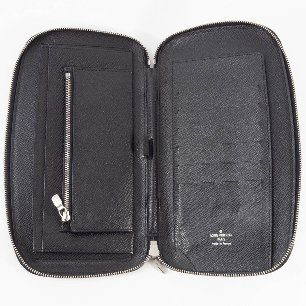 Louis Vuitton Black Taiga Leather Leather Long Bill Wallet