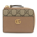Gucci Gg Supreme Beige Pink Beige Gg Supreme Leather Coin Purse/Coin Case (Pre-Owned)