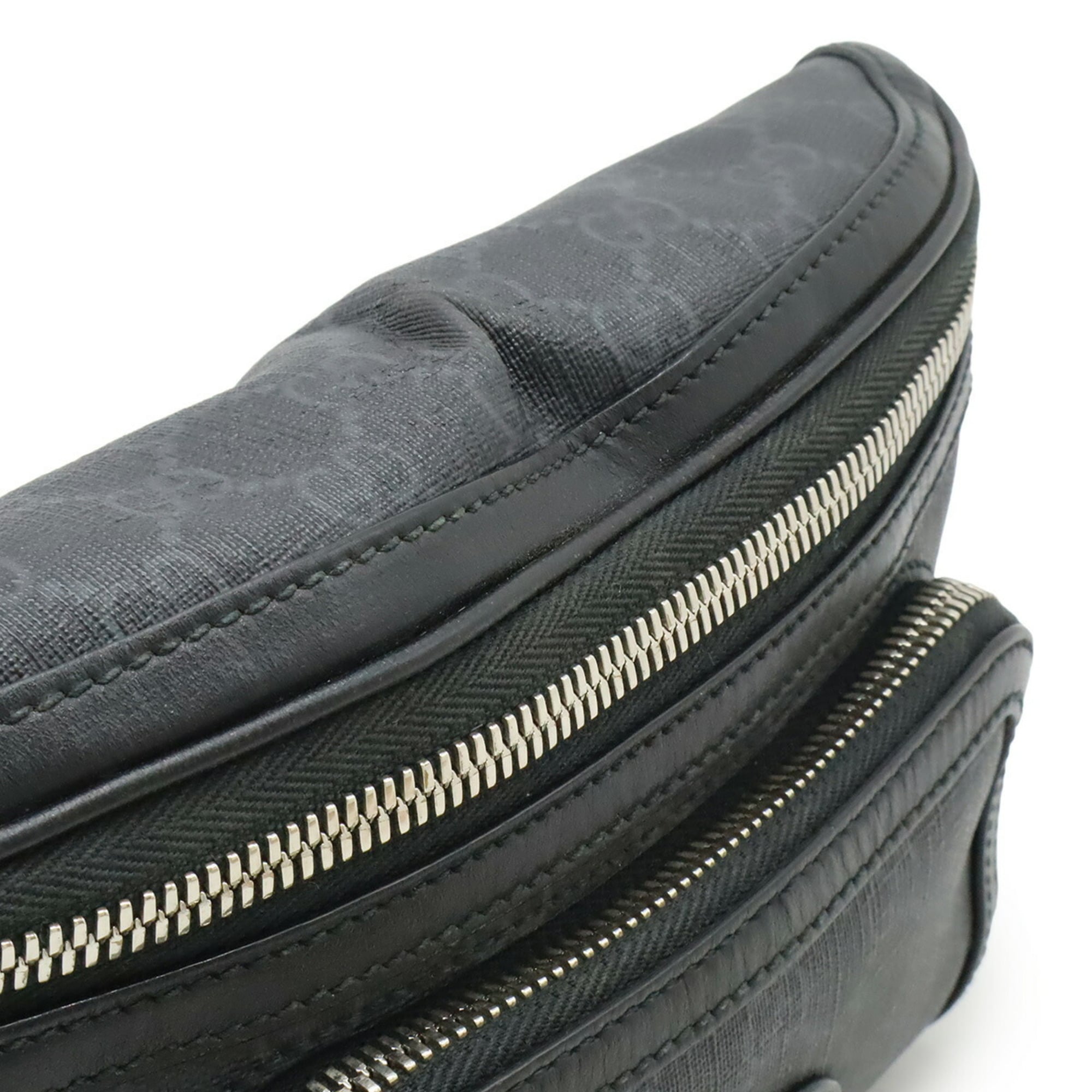 Gucci Black Dark Gray Gg Supreme Leather Fanny Pack (Pre-Owned)