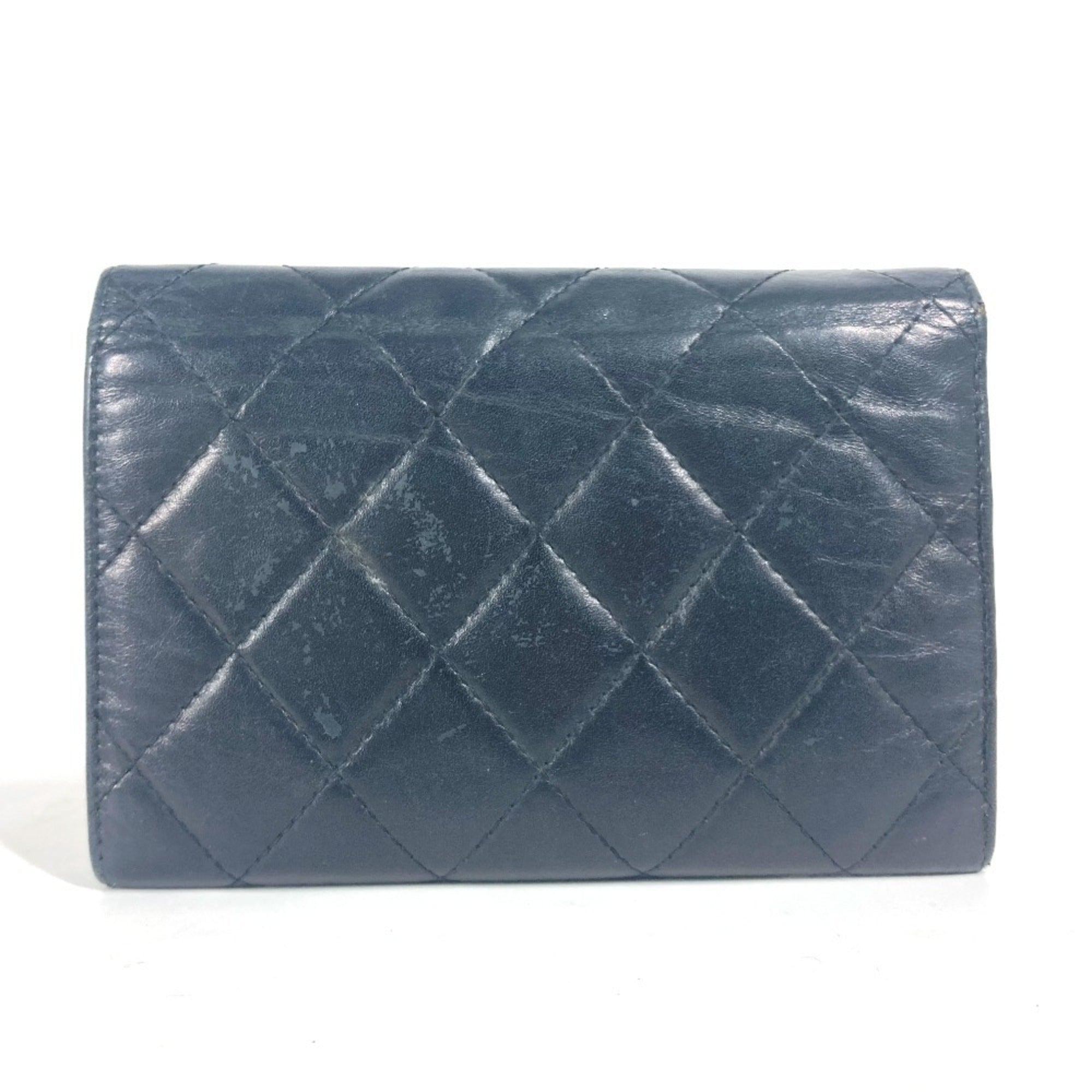 Chanel Black White Leather Bill Wallet (Bi-Fold)