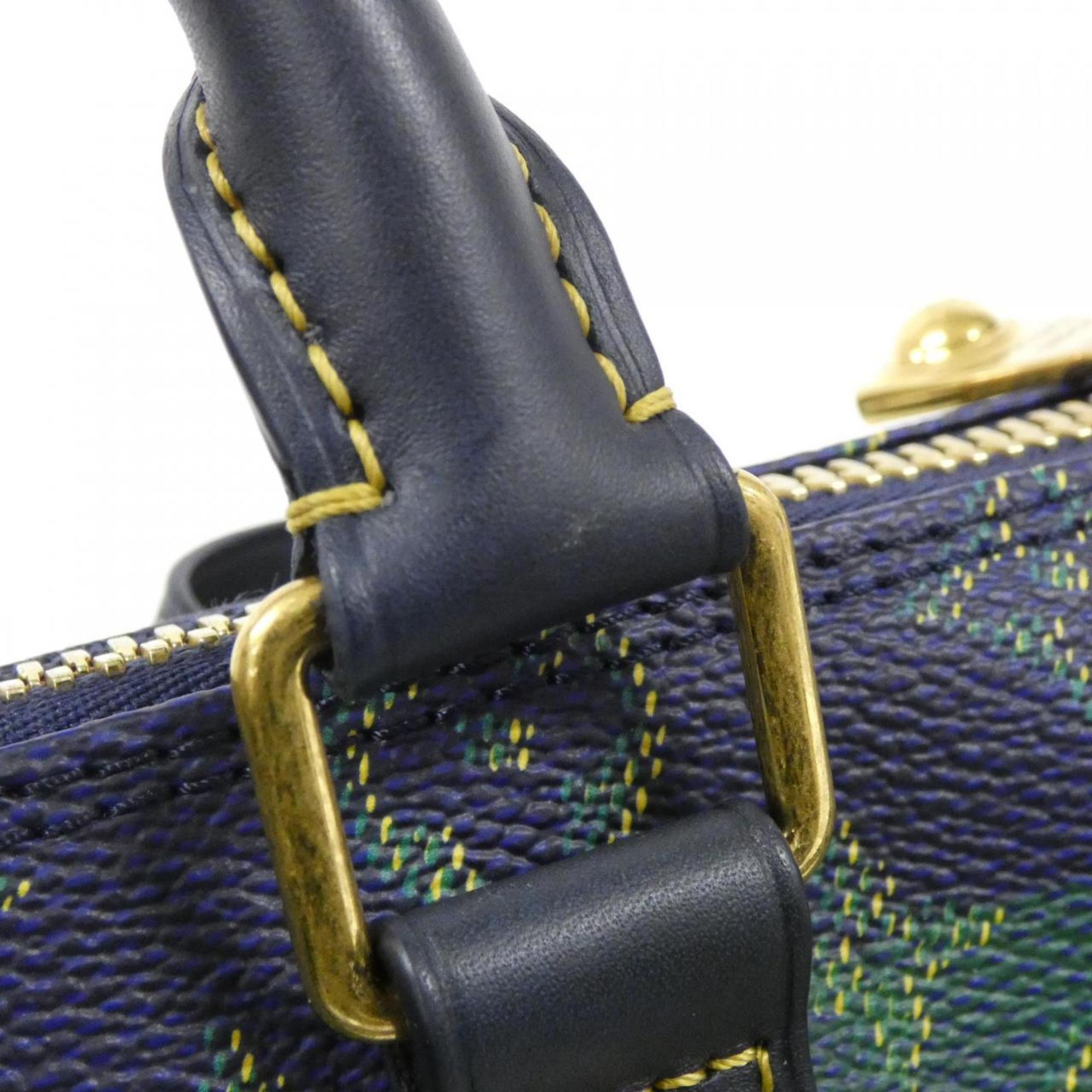 Louis Vuitton Blue Coated Canvas Boston Bag