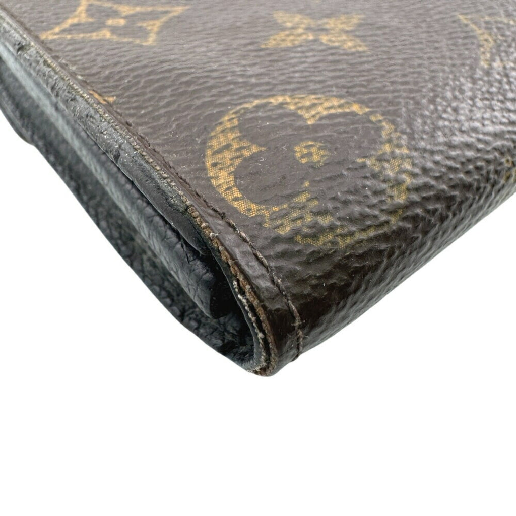 Louis Vuitton Black Brown Monogram Monogram Leather Long Wallet