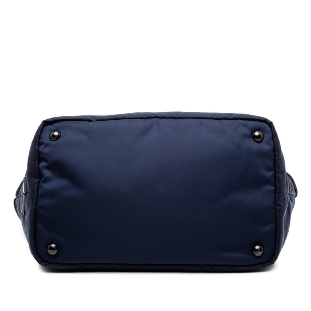 Prada Black Navy Nylon Leather Handbag Shoulder Bag