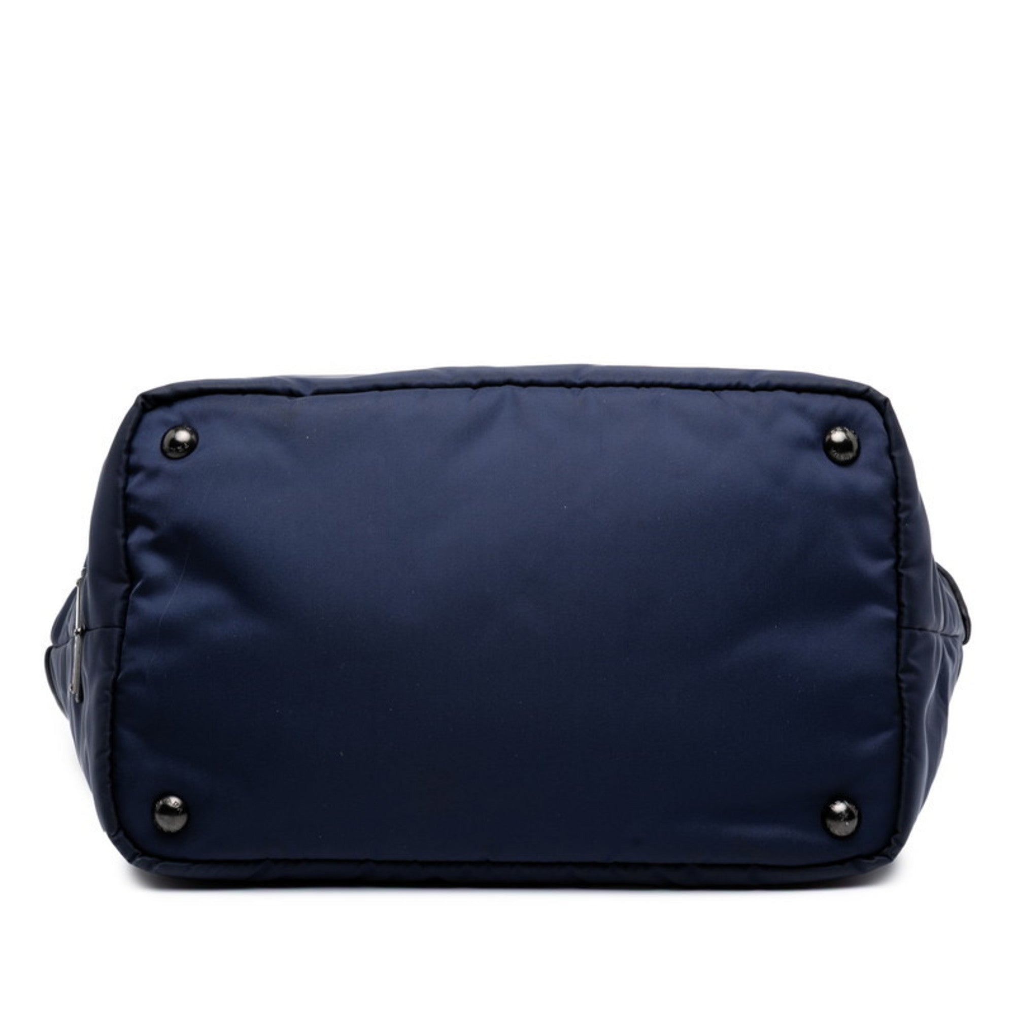 Prada Black Navy Nylon Leather Handbag Shoulder Bag