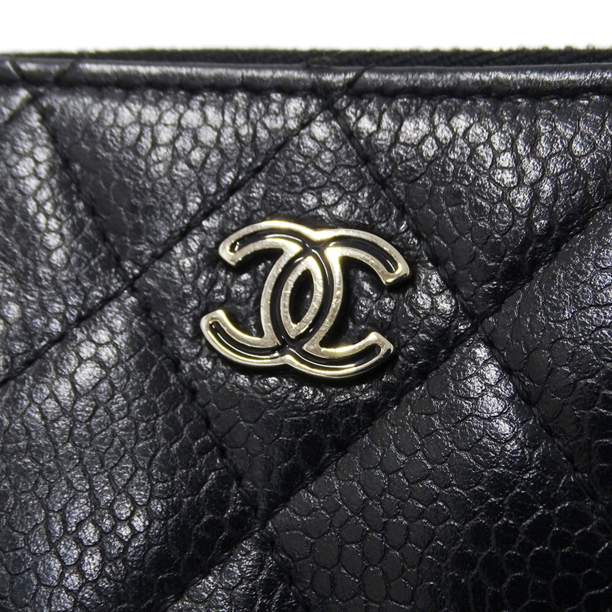 Chanel Black Grained Calfskin Wallet (Tri-Fold)