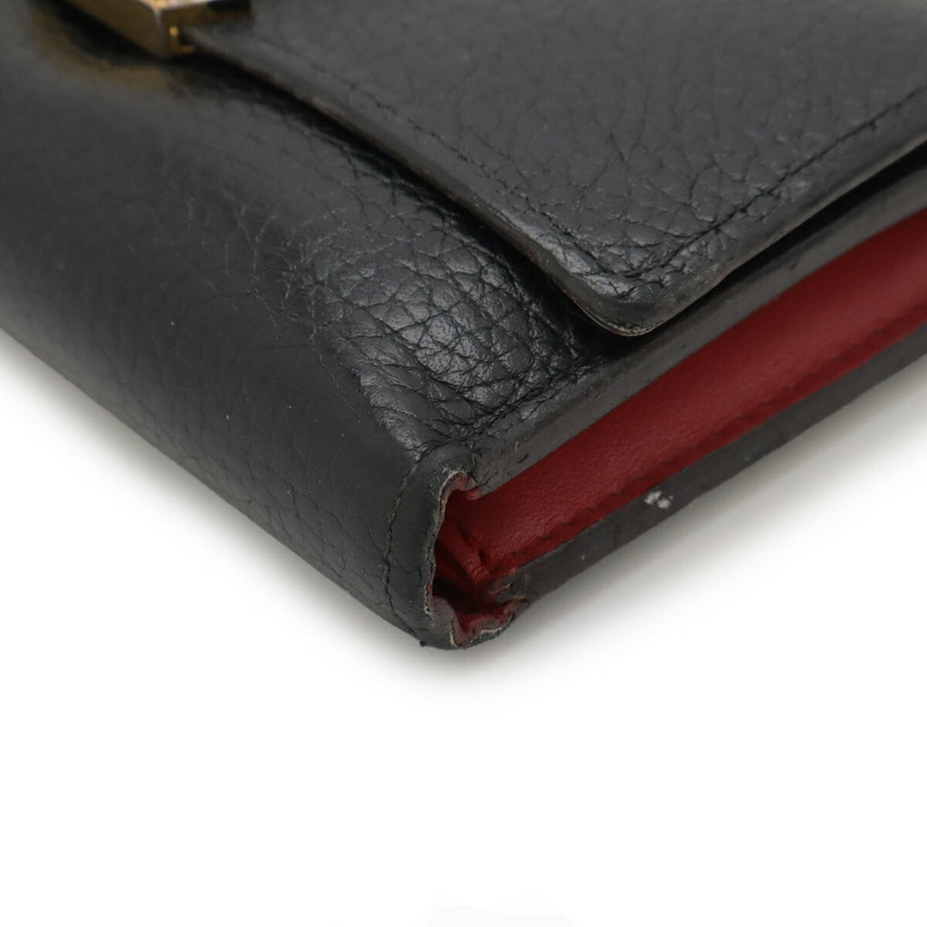 Louis Vuitton Black Galle Hot Pink Noir Leather Wallet (Tri-Fold)