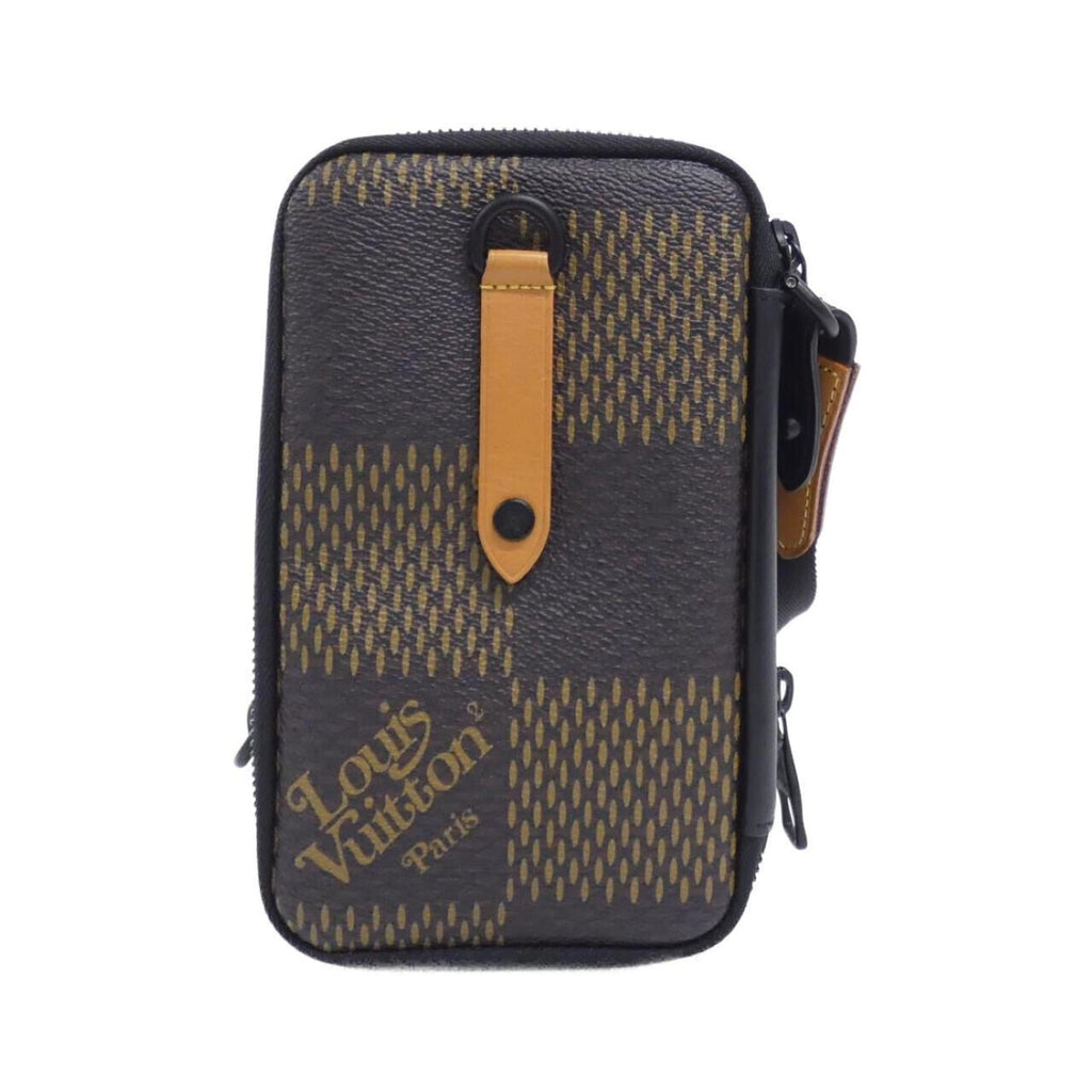 Louis Vuitton Black Brown Coated Canvas Phone Wallet