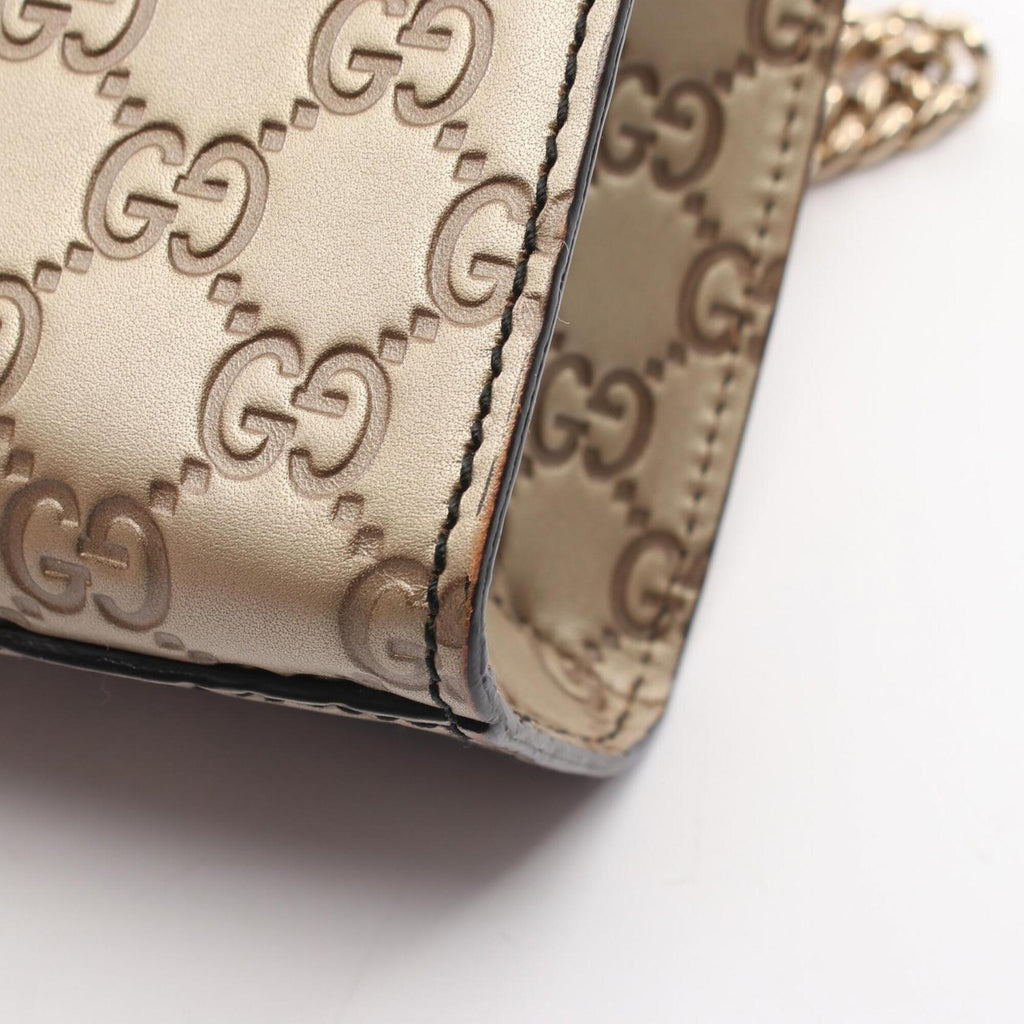 Gucci Horsebit Gold Leather Handbag Shoulder Bag (Pre-Owned)