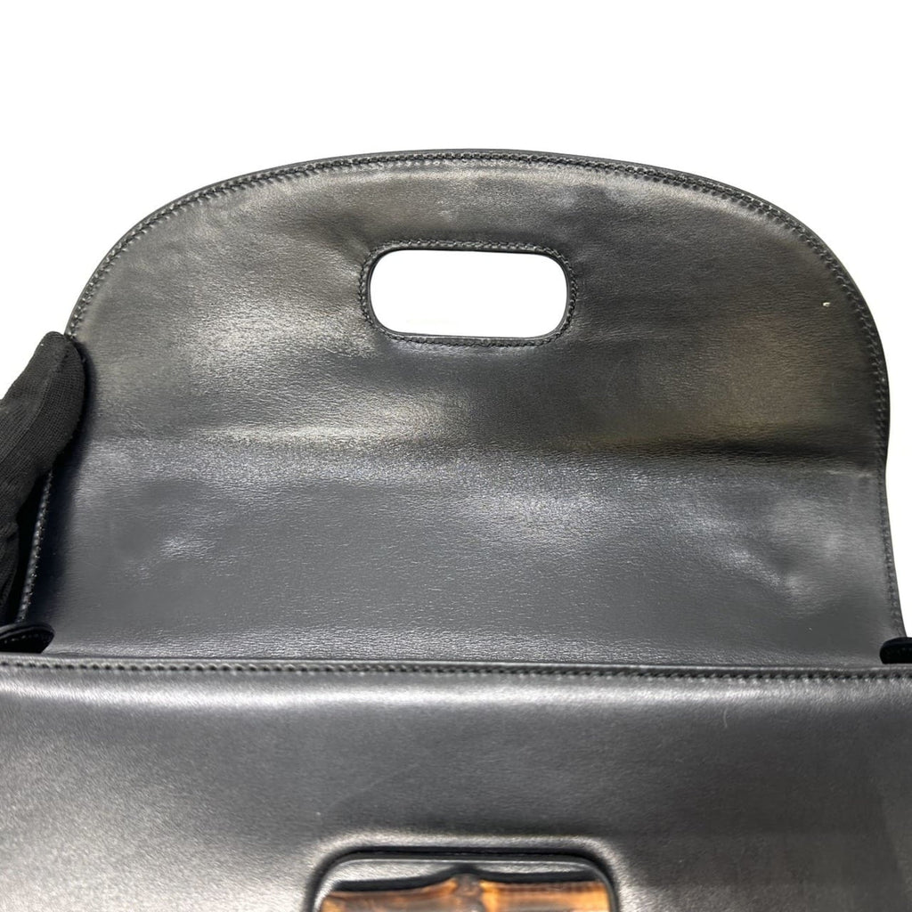 Gucci Black Bamboo Leather Handbag (Pre-Owned)