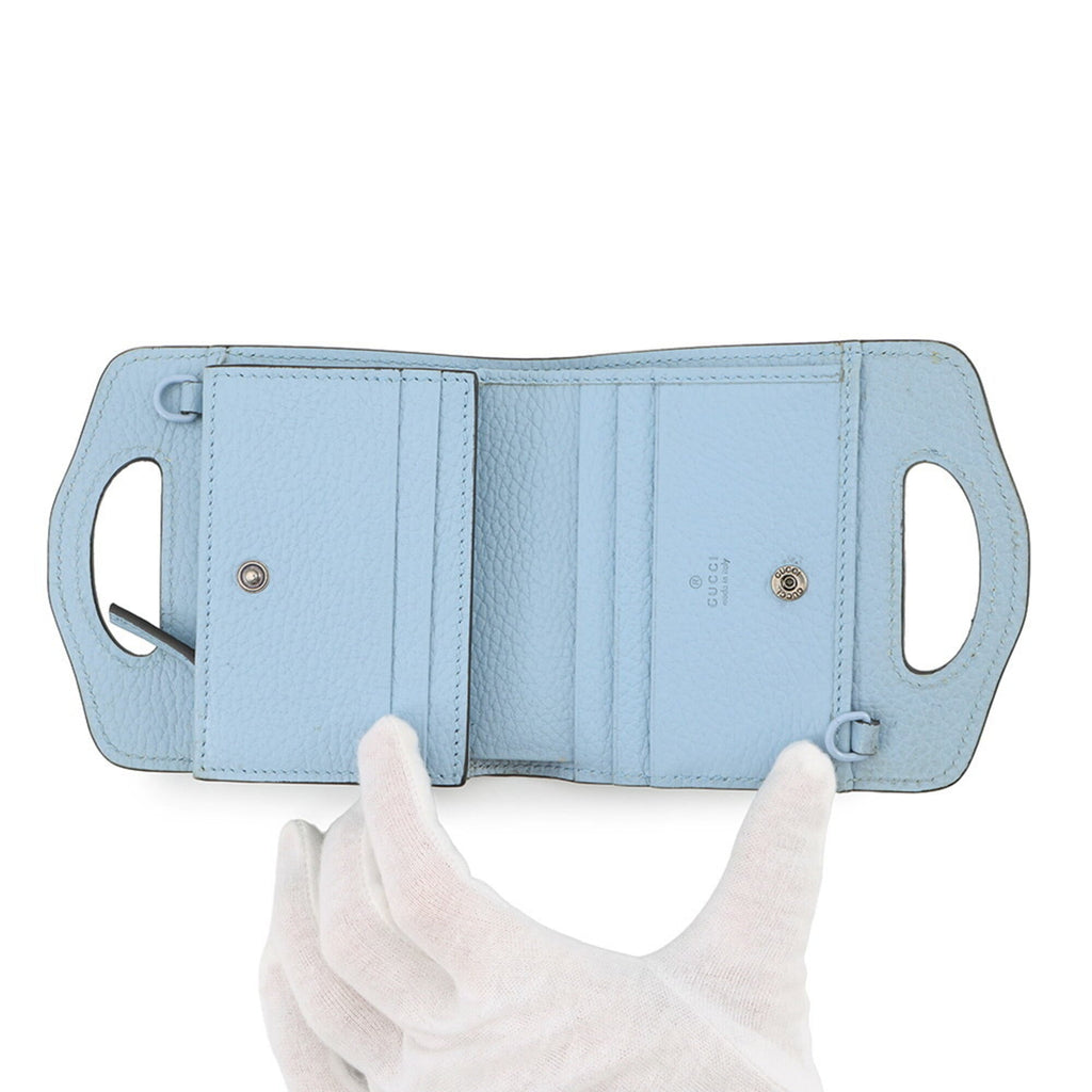 Gucci Light Blue Leather Chain/Shoulder Wallet (Pre-Owned)
